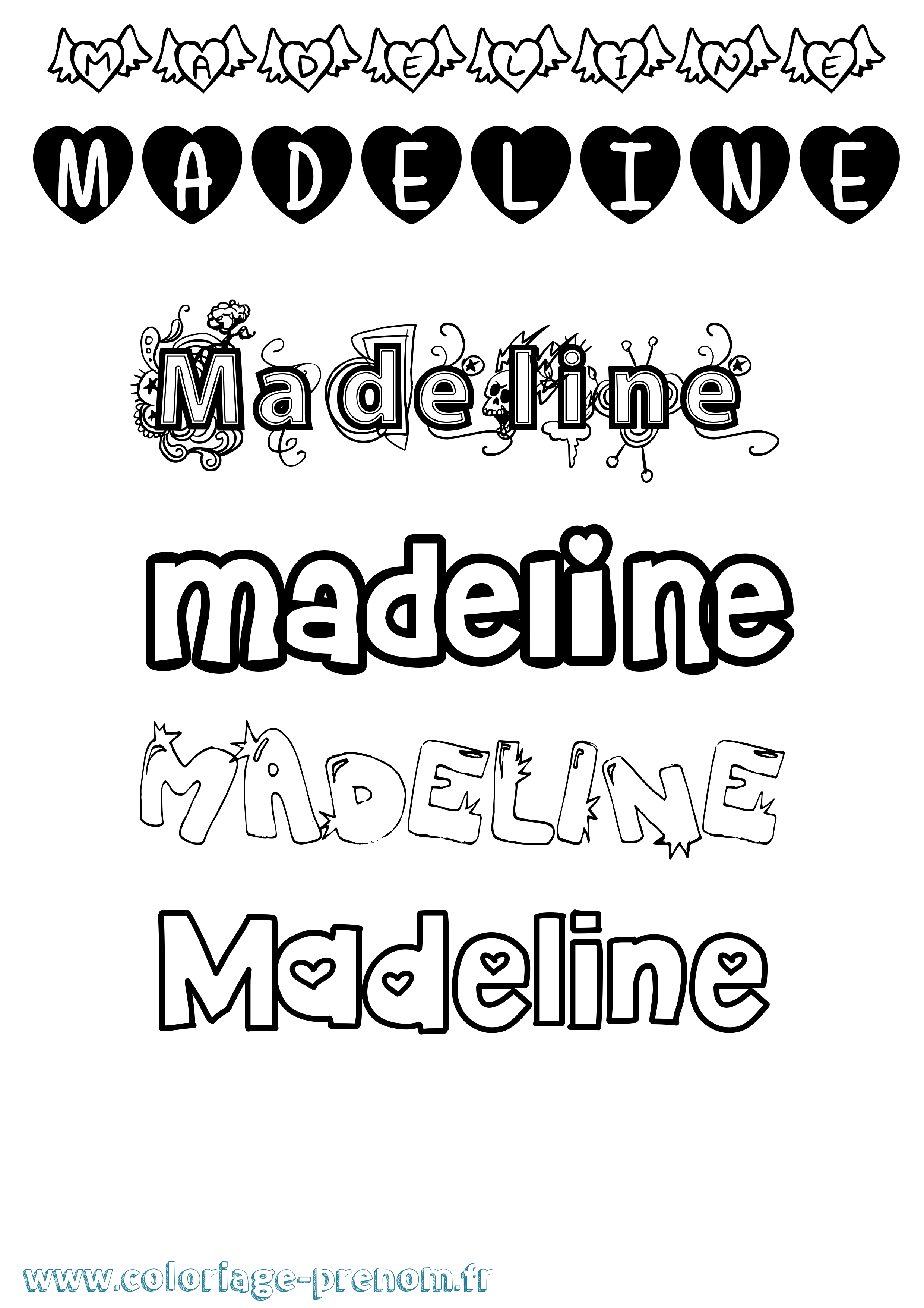 Coloriage prénom Madeline Girly
