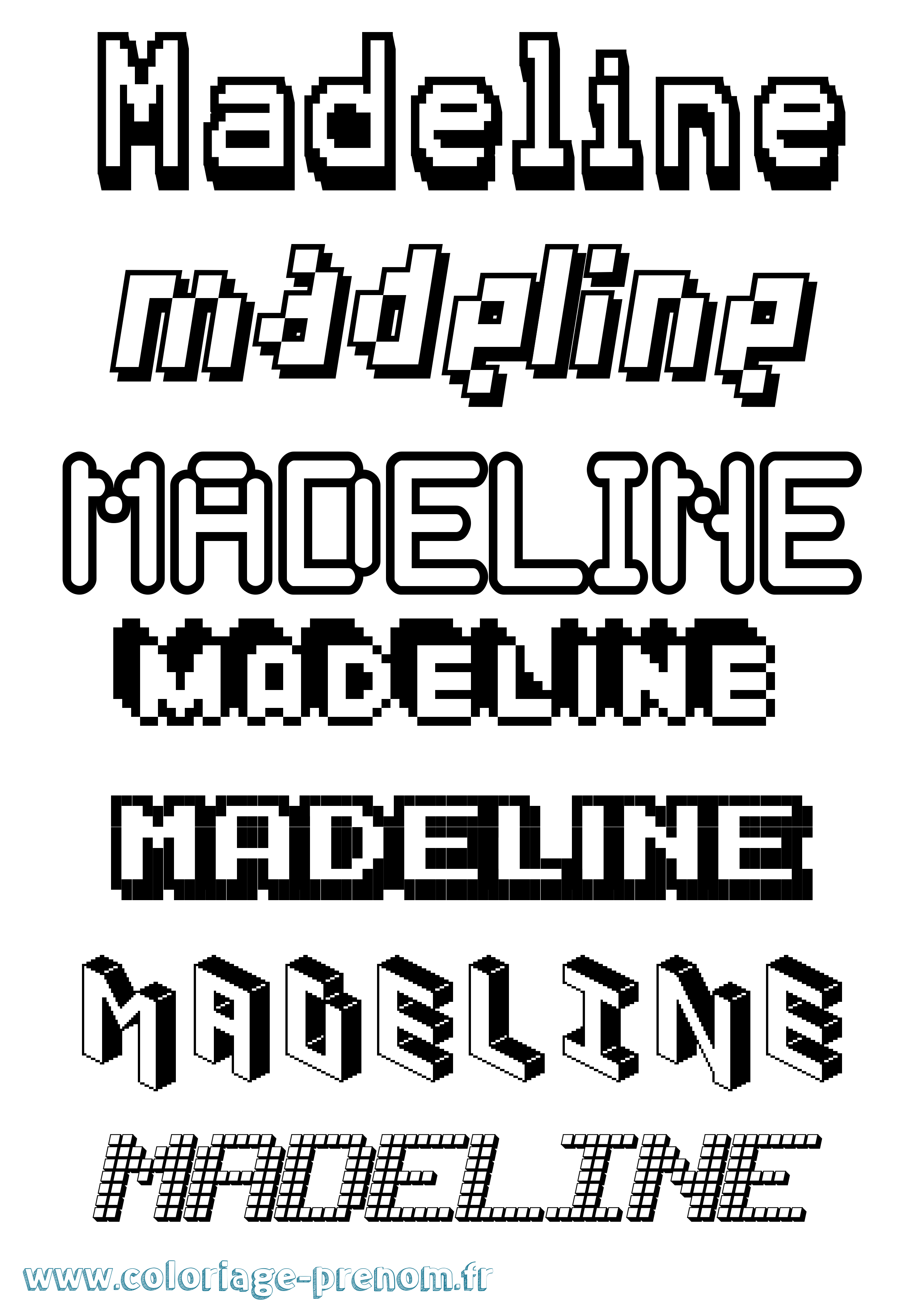 Coloriage prénom Madeline Pixel