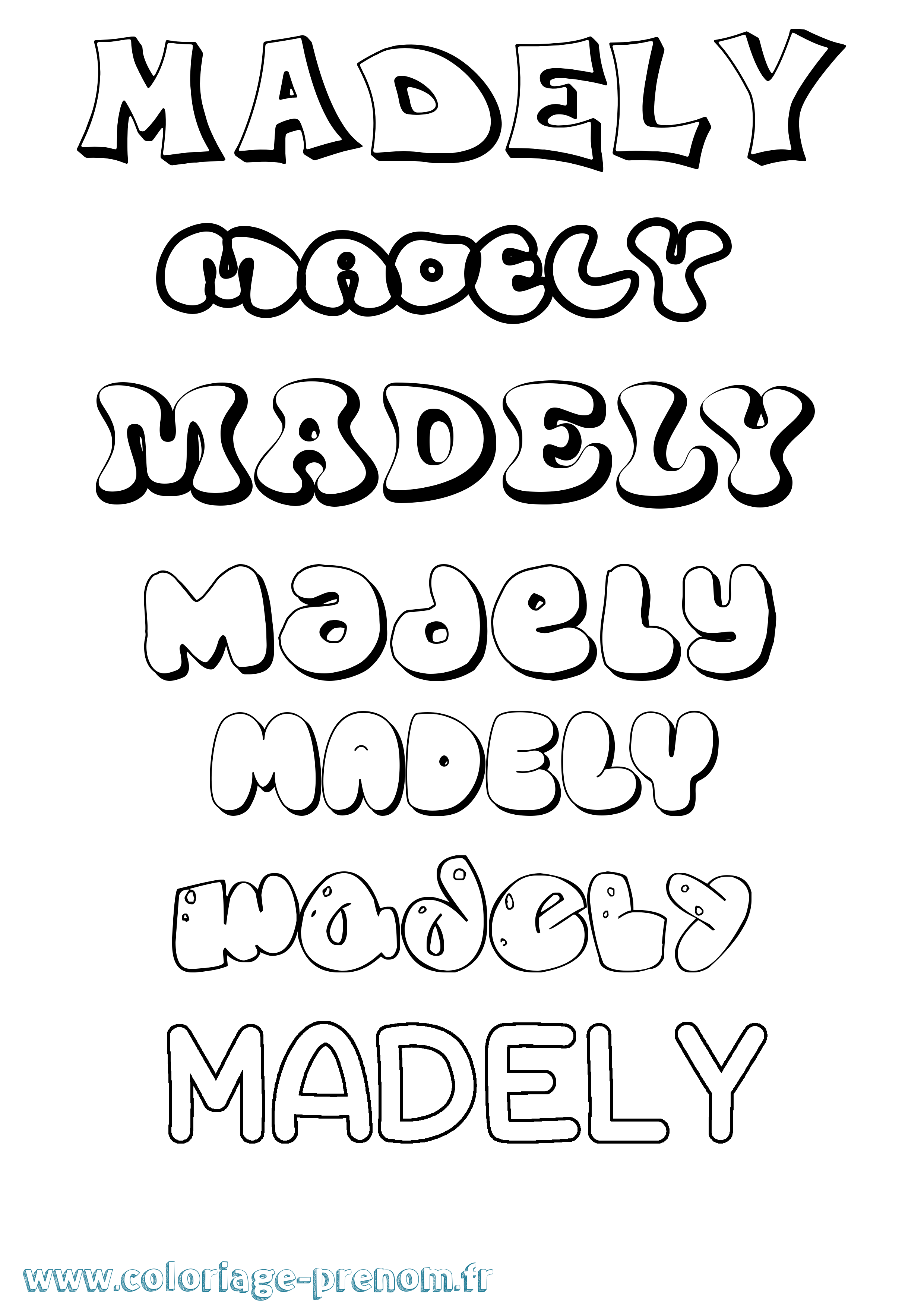 Coloriage Madely Bubble Coloriage prénom Madely Bubble
