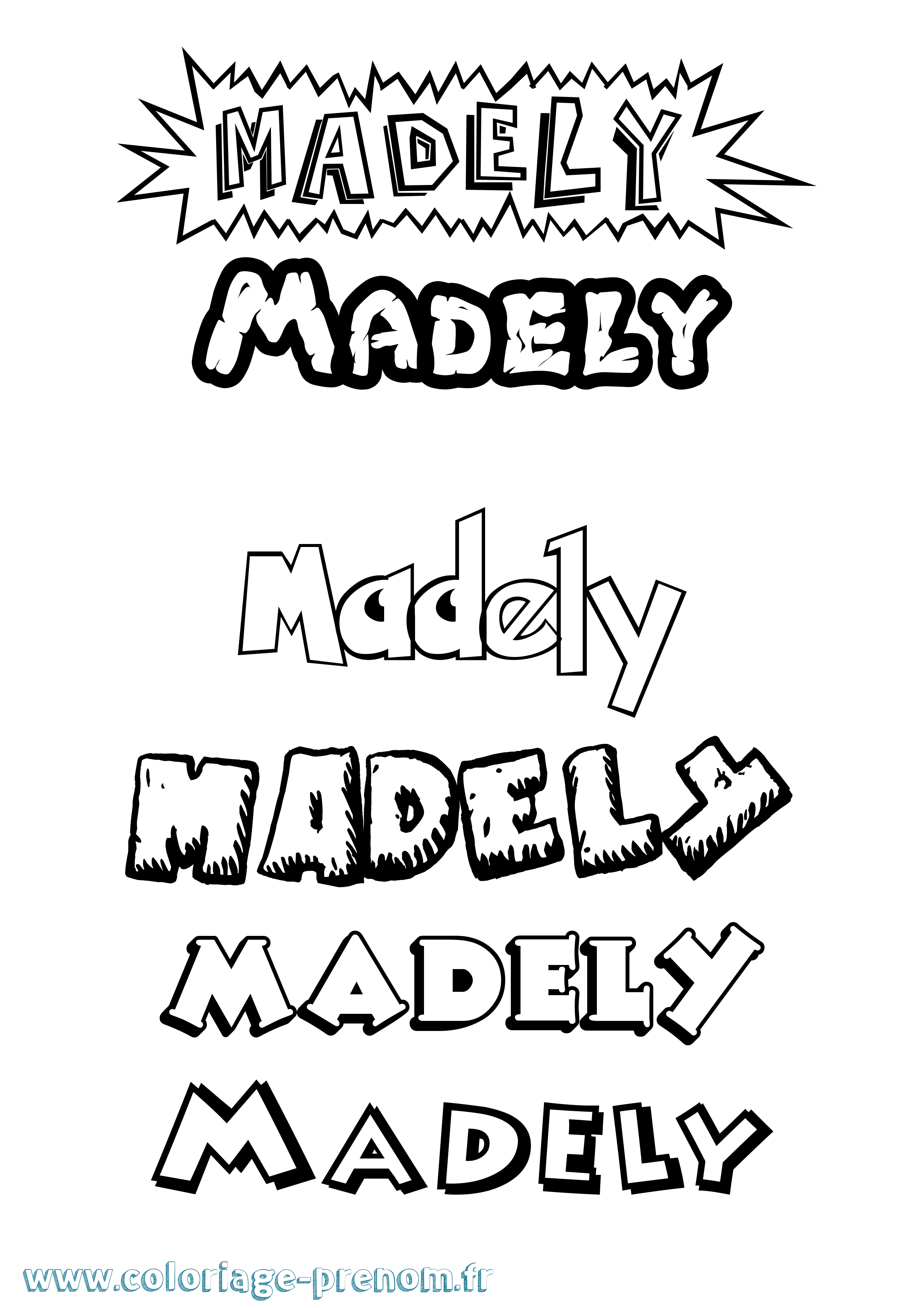 Coloriage Madely Dessin Animé Coloriage prénom Madely Dessin Animé