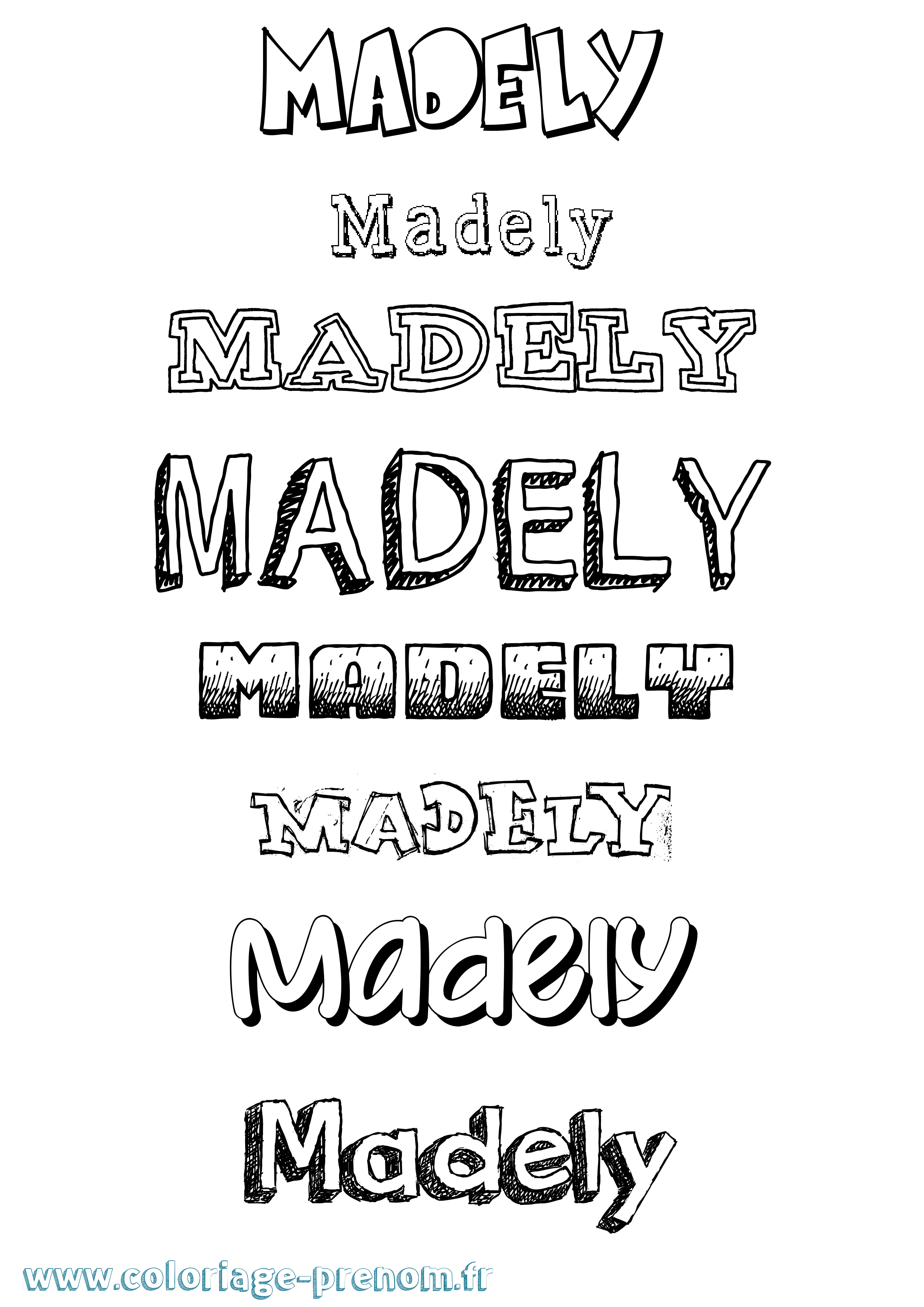 Coloriage Madely Dessiné Coloriage prénom Madely Dessiné