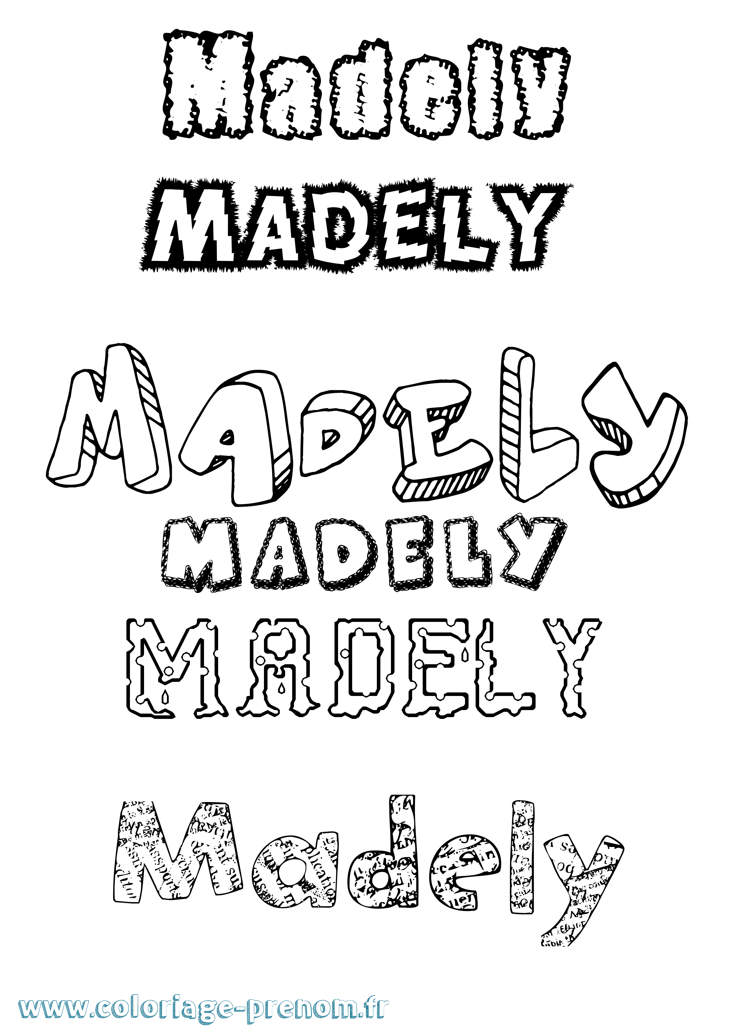 Coloriage Madely Destructuré Coloriage prénom Madely Destructuré