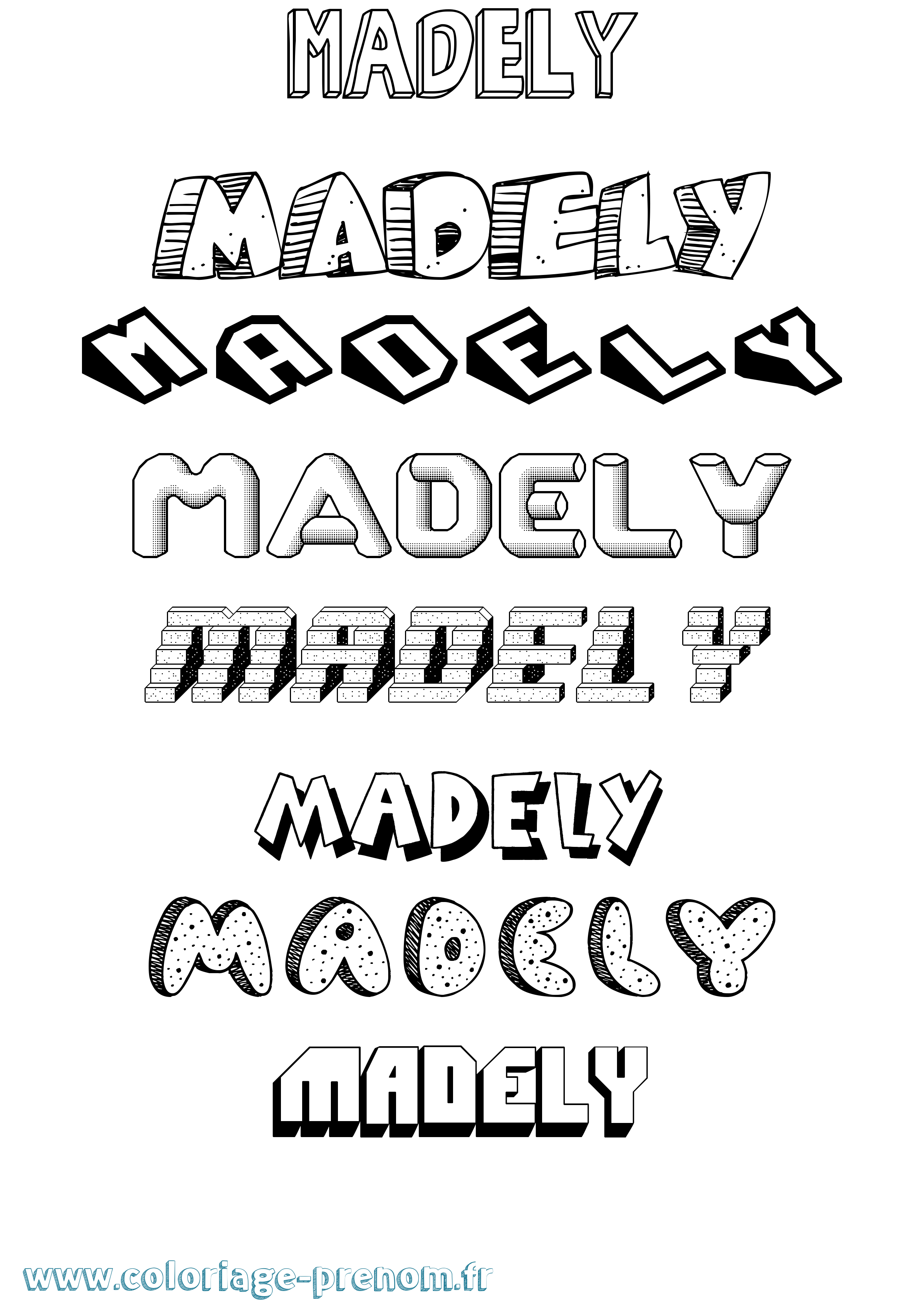 Coloriage Madely Effet 3D Coloriage prénom Madely Effet 3D