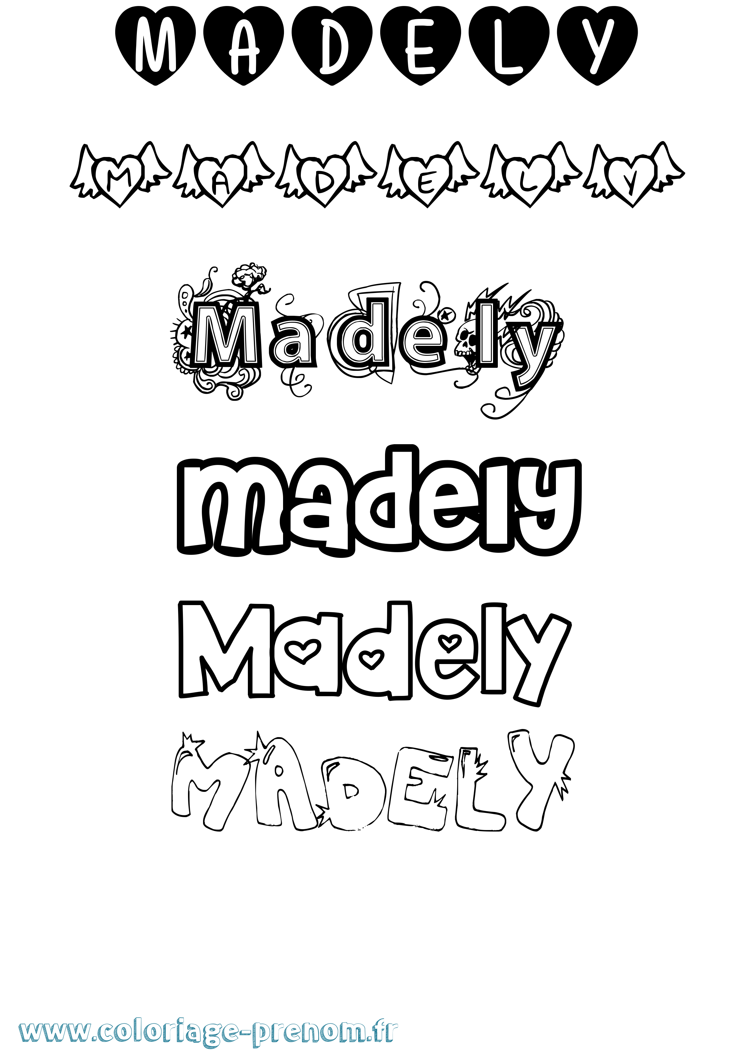 Coloriage Madely Girly Coloriage prénom Madely Girly