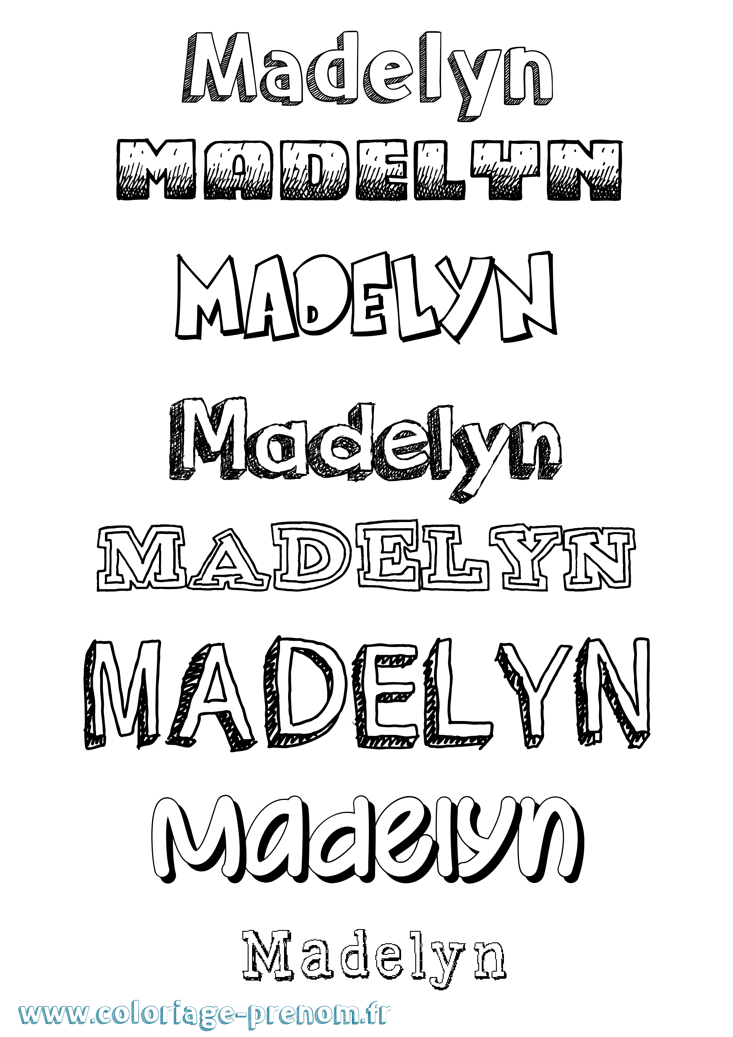 Coloriage prénom Madelyn Dessiné