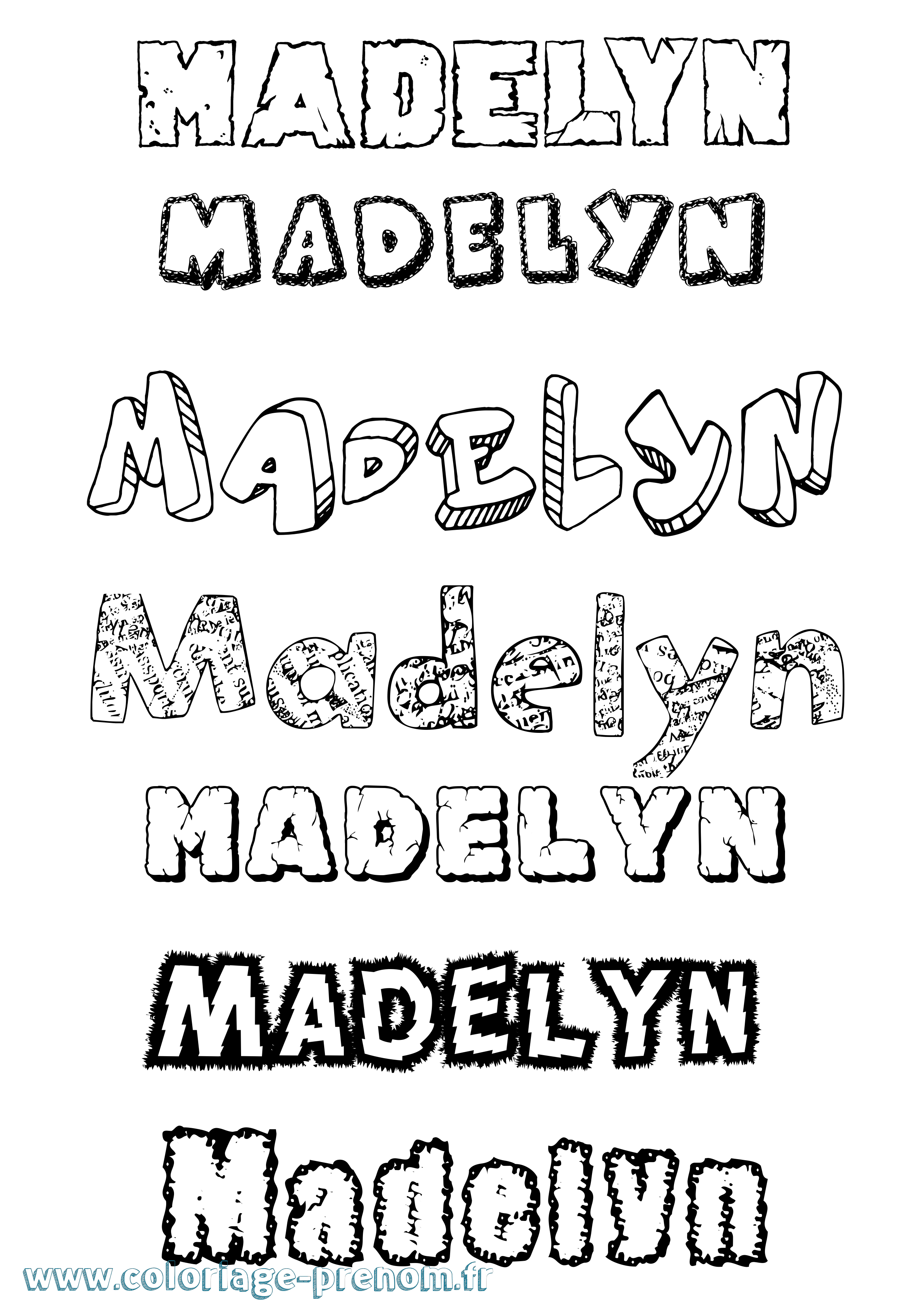 Coloriage prénom Madelyn Destructuré