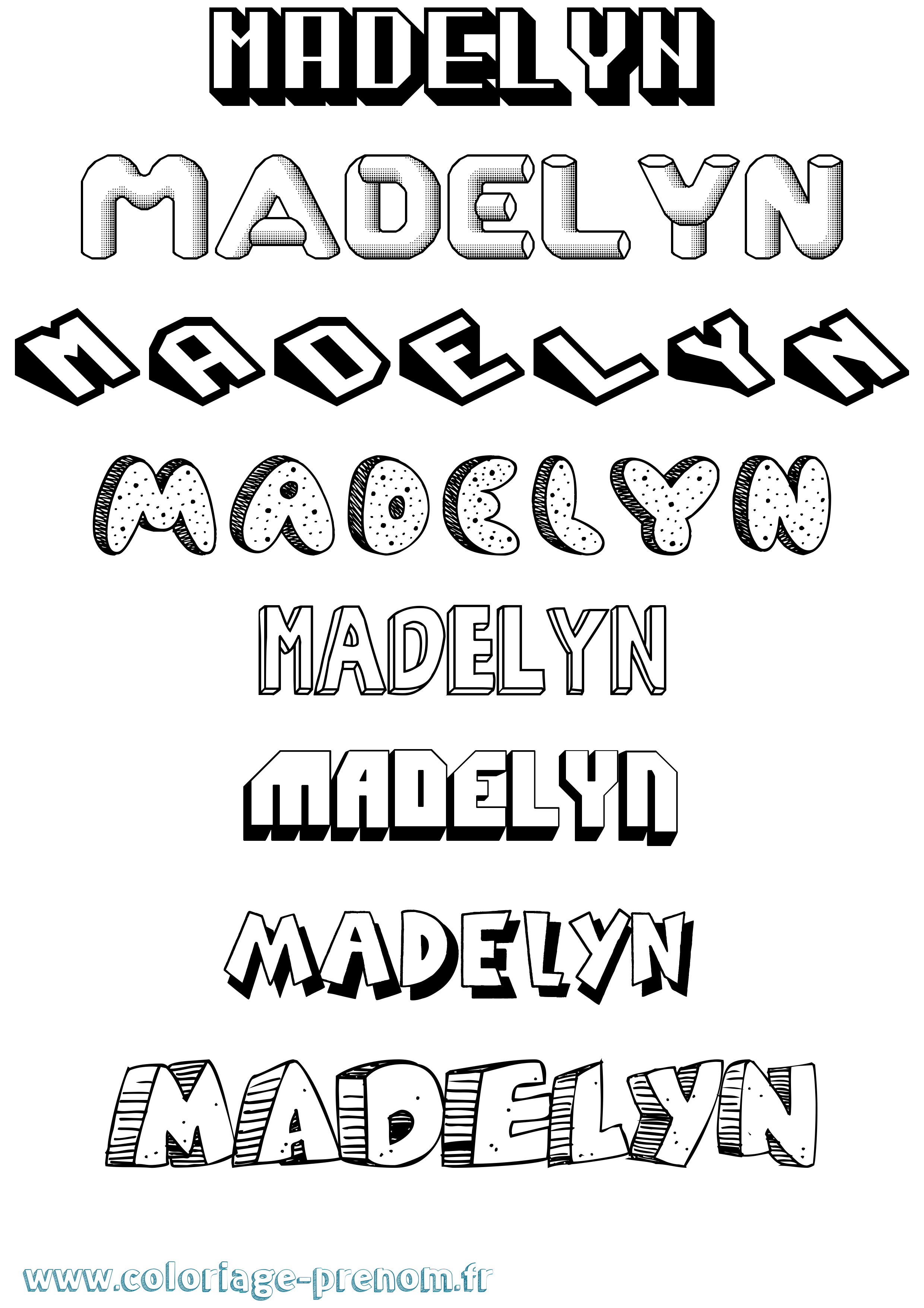 Coloriage prénom Madelyn Effet 3D