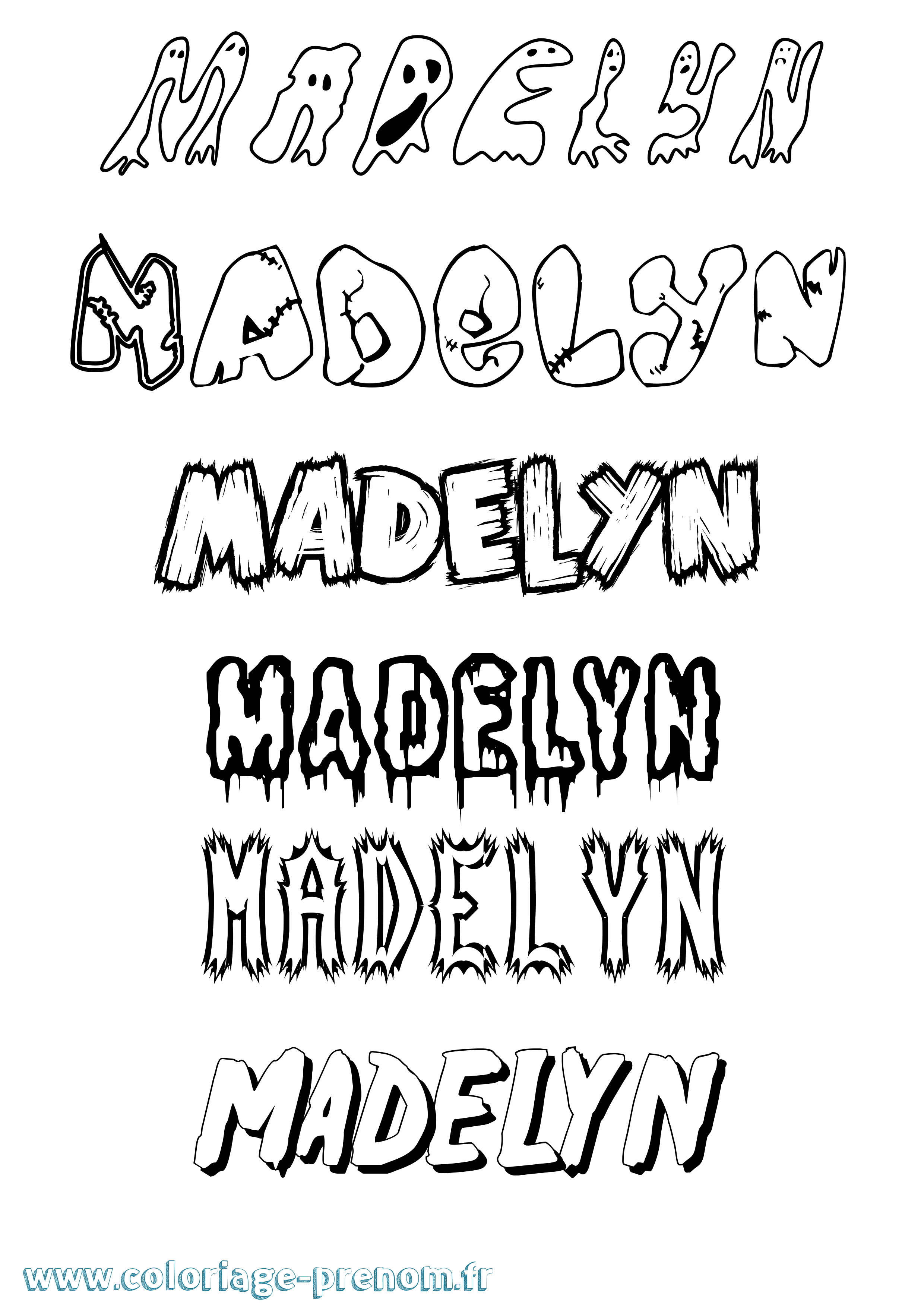 Coloriage prénom Madelyn Frisson