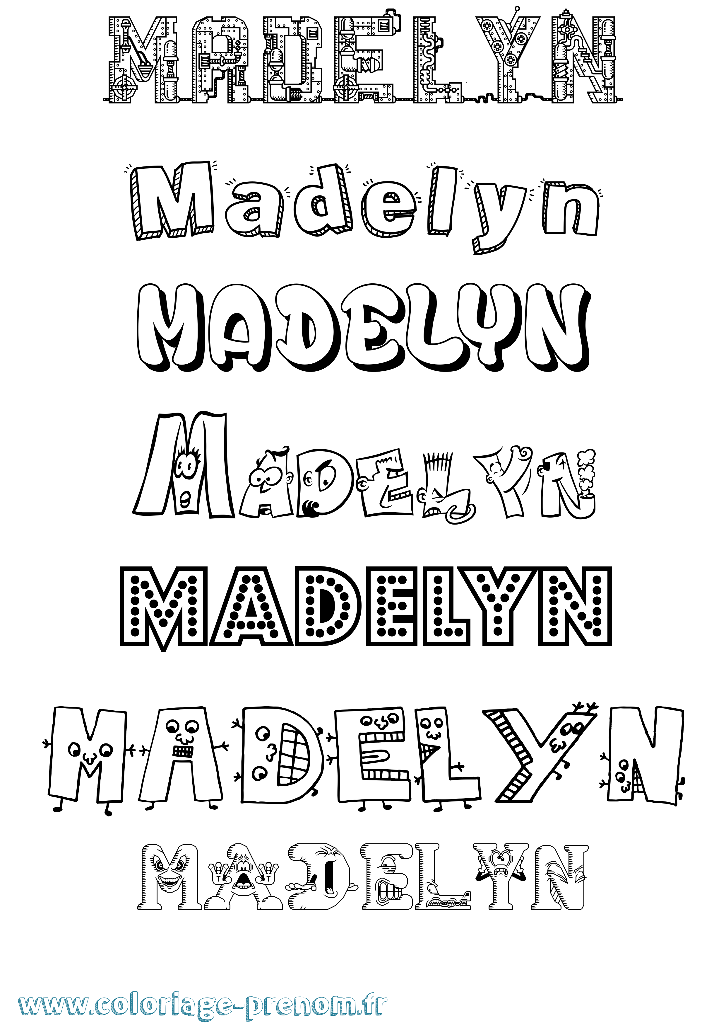 Coloriage prénom Madelyn Fun