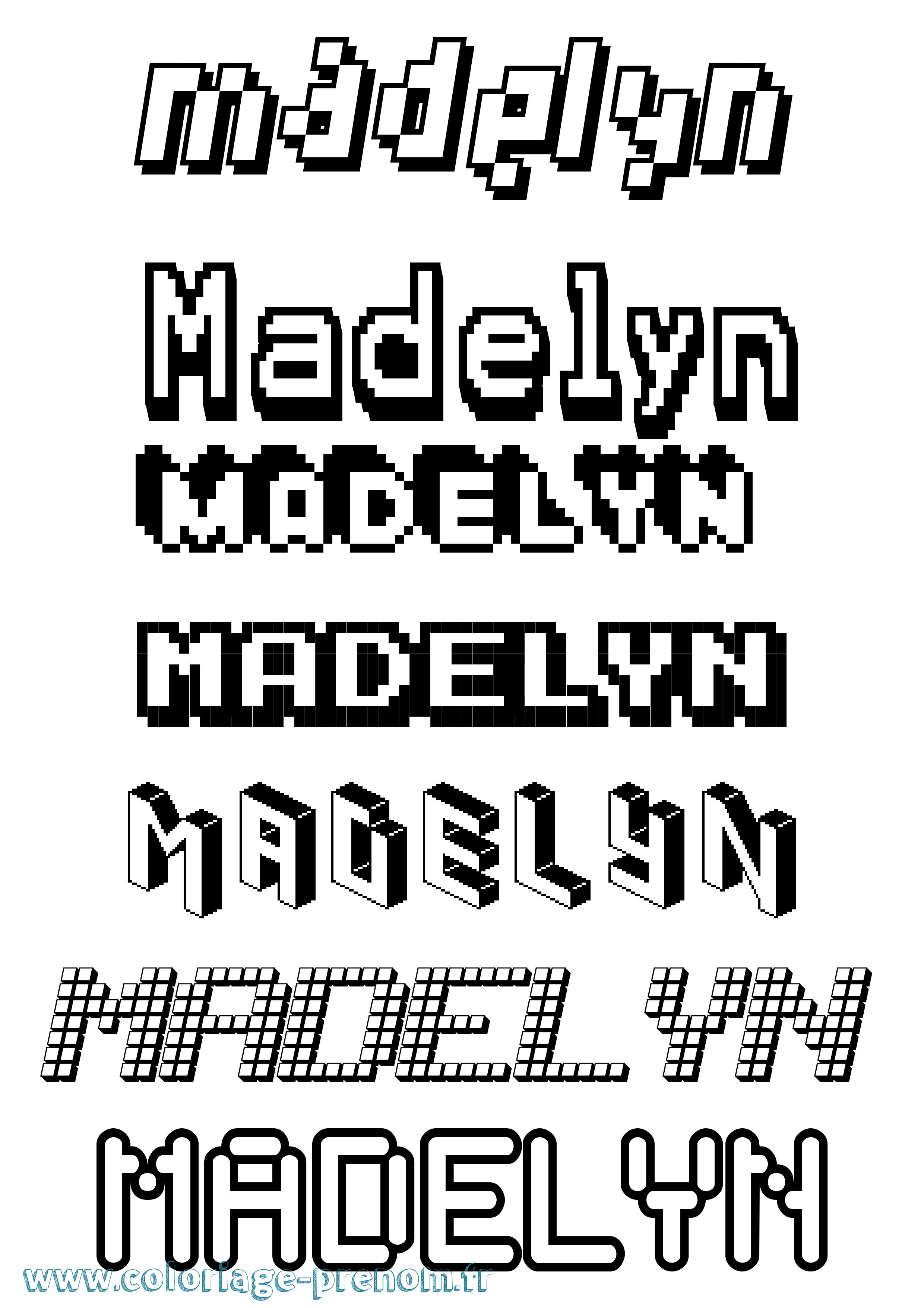 Coloriage prénom Madelyn Pixel