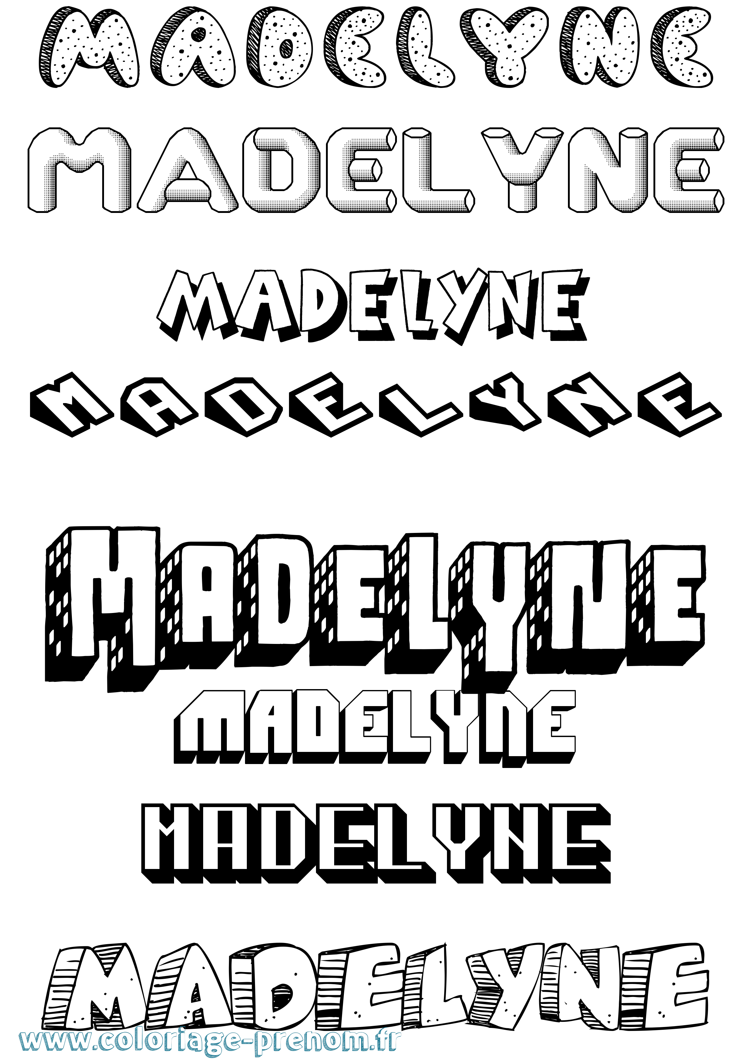 Coloriage prénom Madelyne Effet 3D