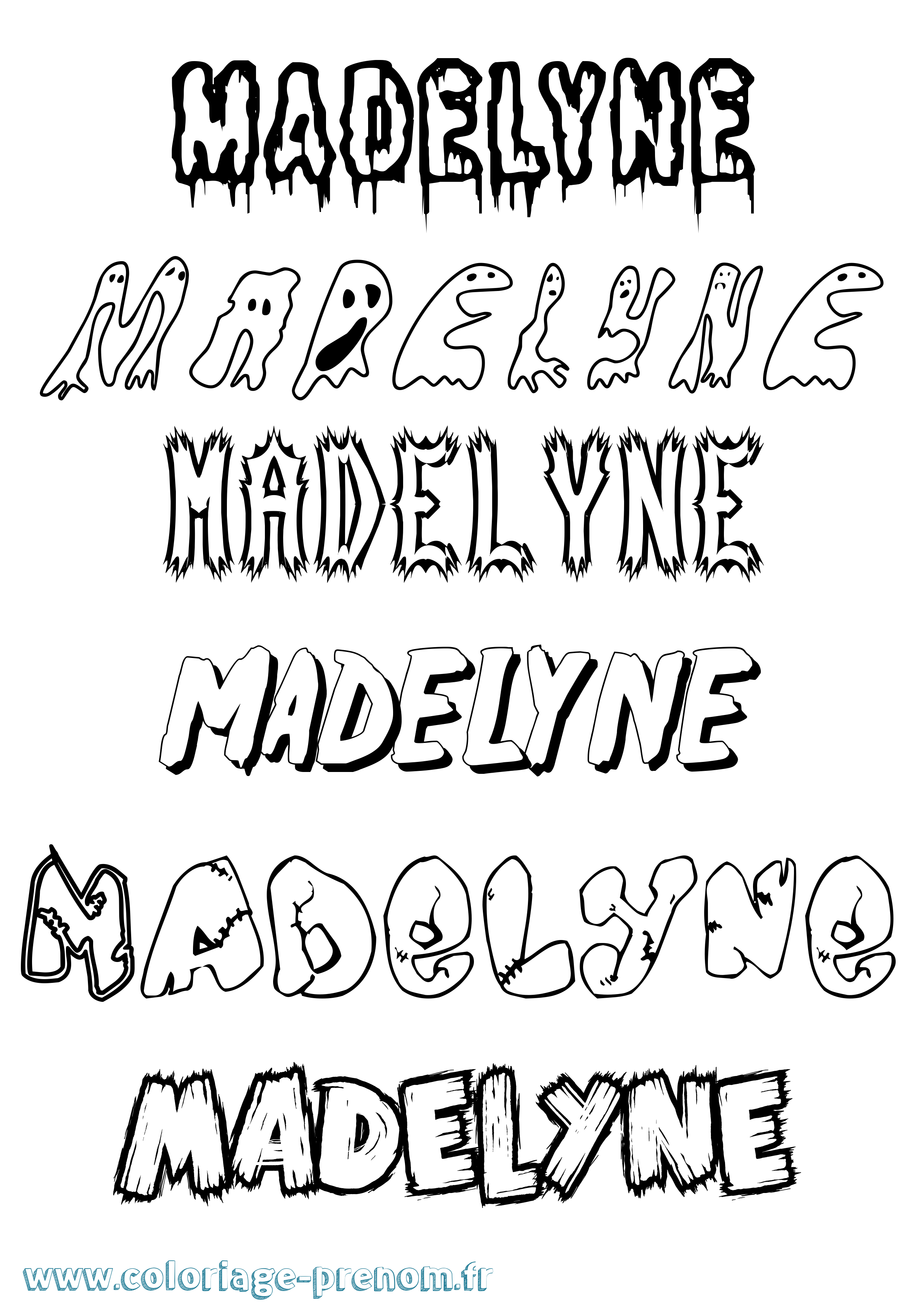 Coloriage prénom Madelyne Frisson