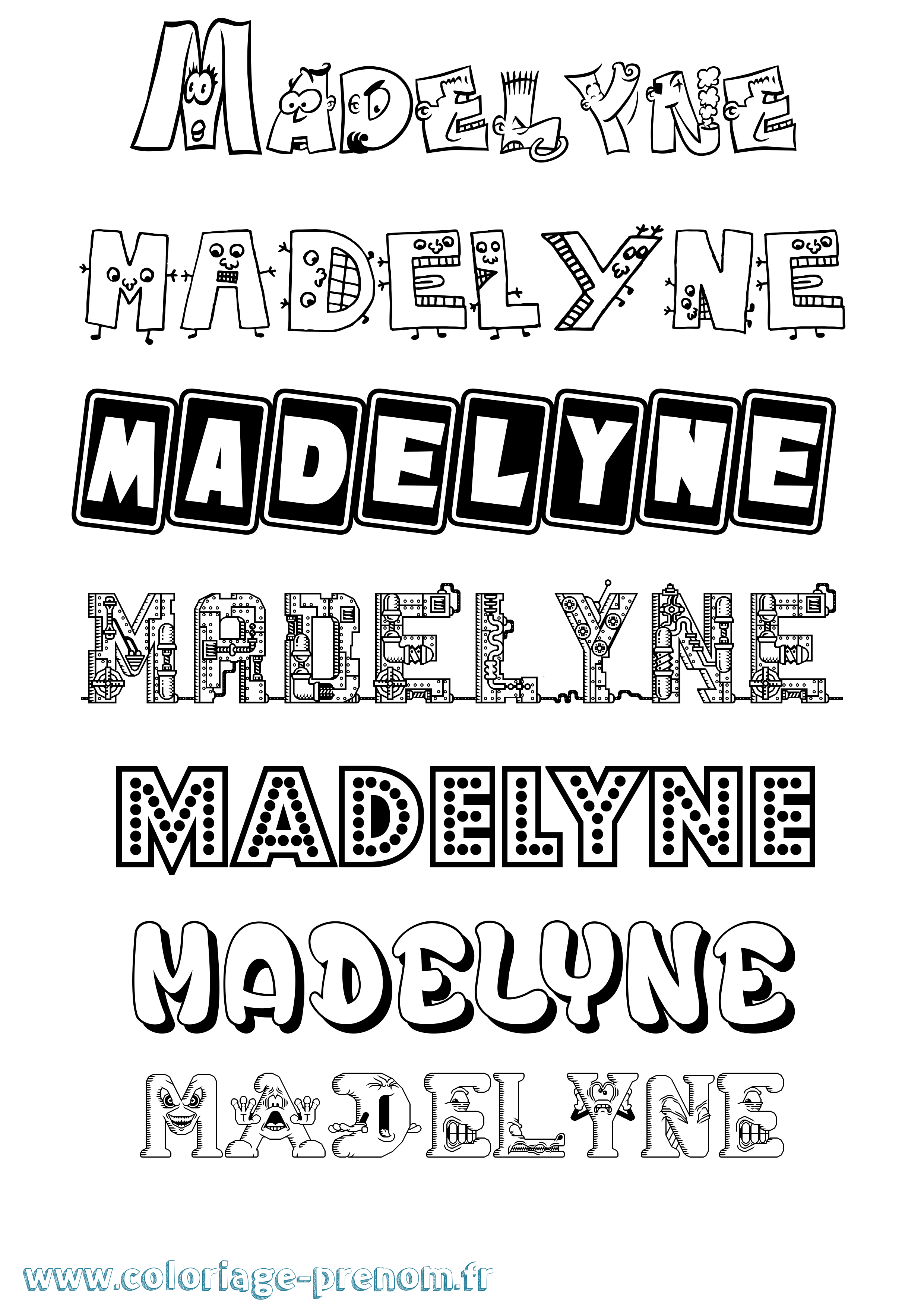 Coloriage prénom Madelyne Fun