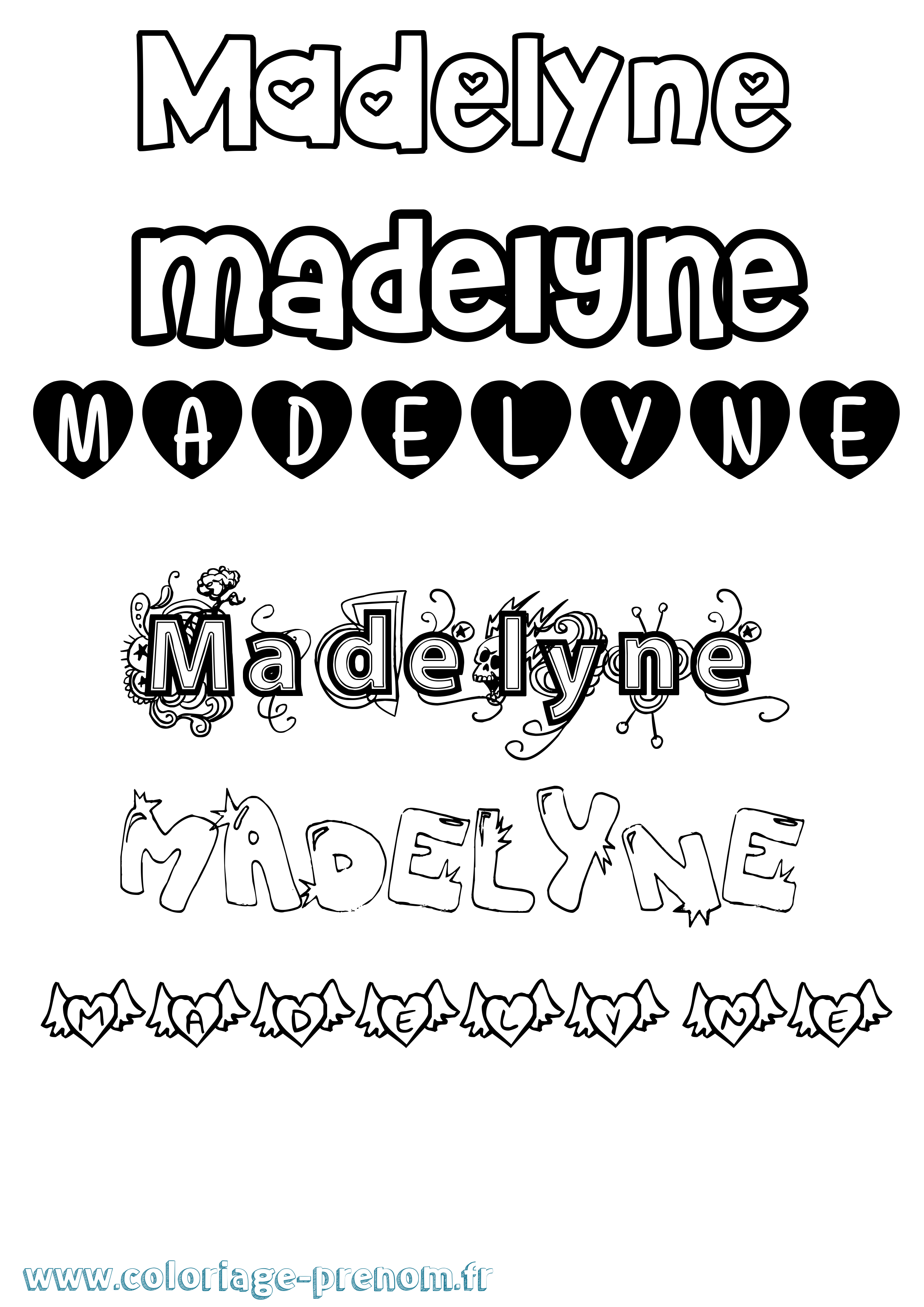 Coloriage prénom Madelyne Girly