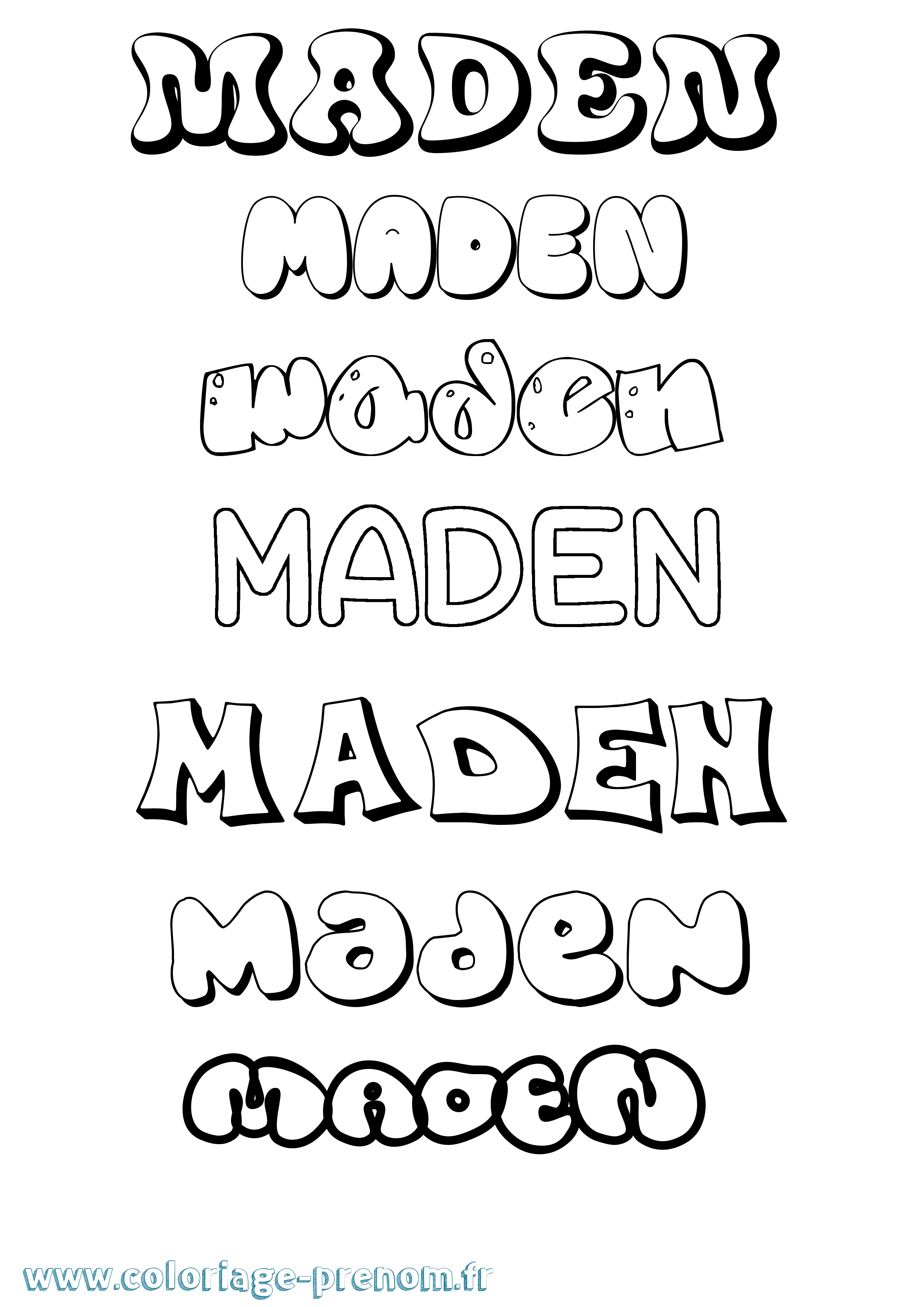 Coloriage Maden Bubble Coloriage prénom Maden Bubble