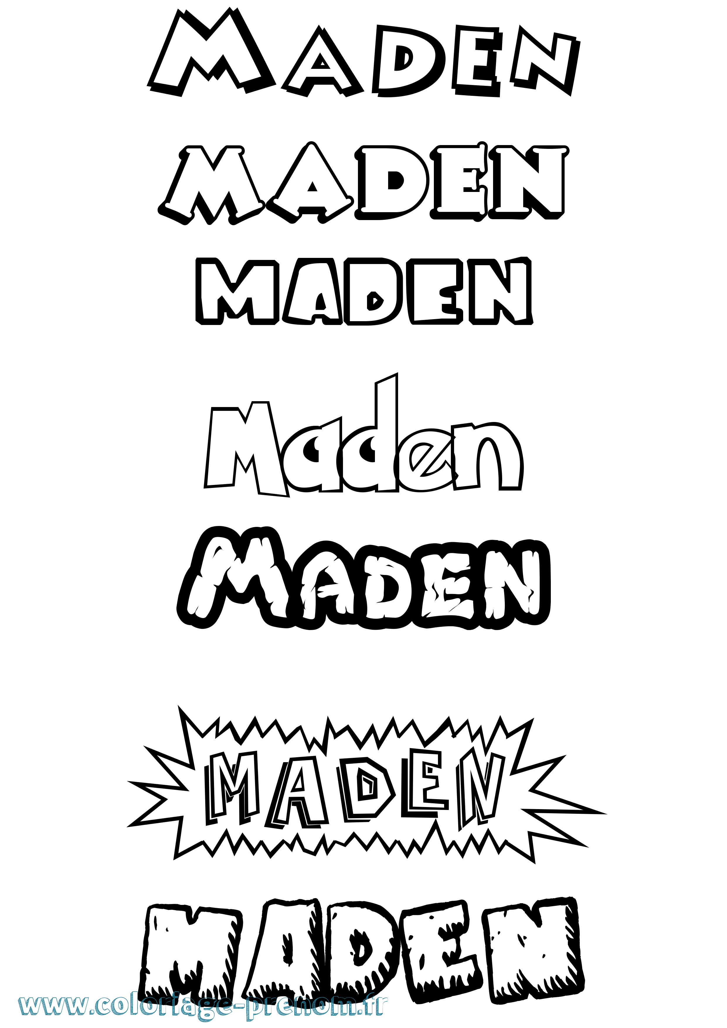 Coloriage Maden Dessin Animé Coloriage prénom Maden Dessin Animé