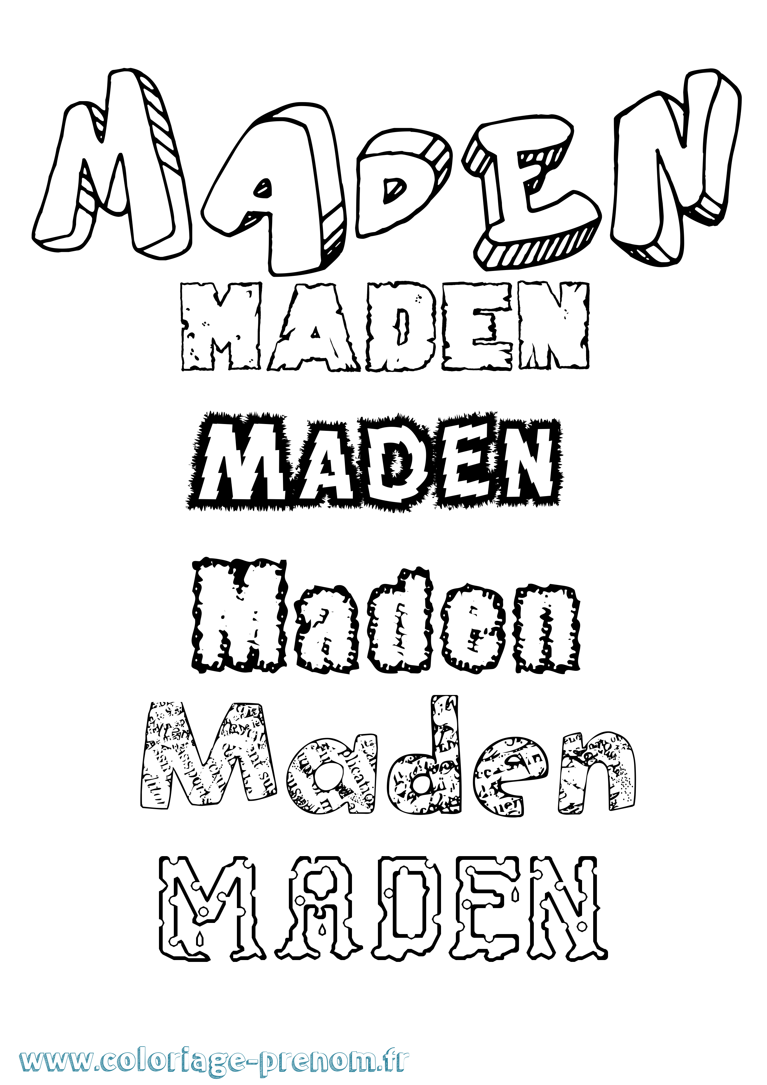 Coloriage Maden Destructuré Coloriage prénom Maden Destructuré