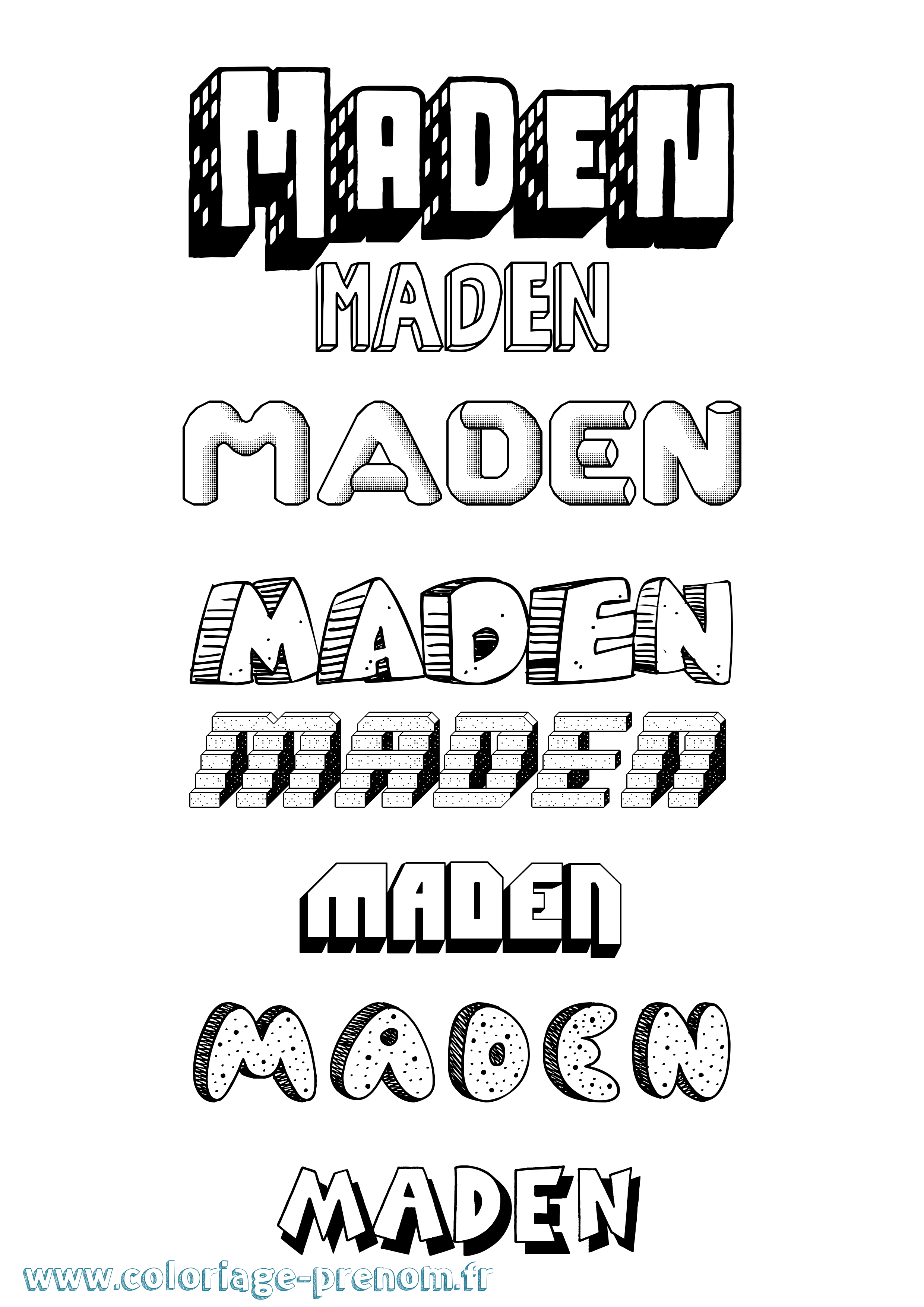Coloriage Maden Effet 3D Coloriage prénom Maden Effet 3D
