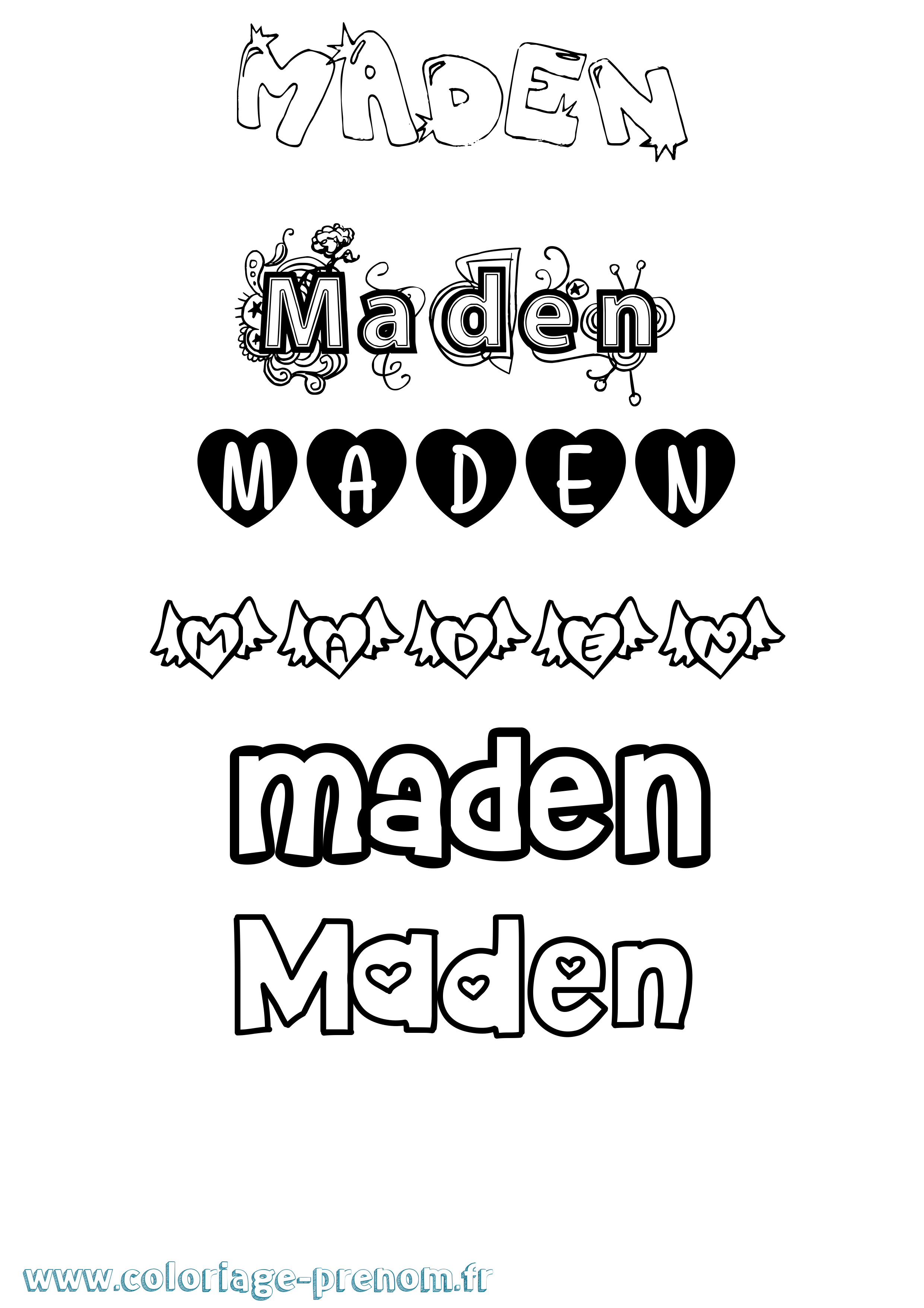 Coloriage Maden Girly Coloriage prénom Maden Girly