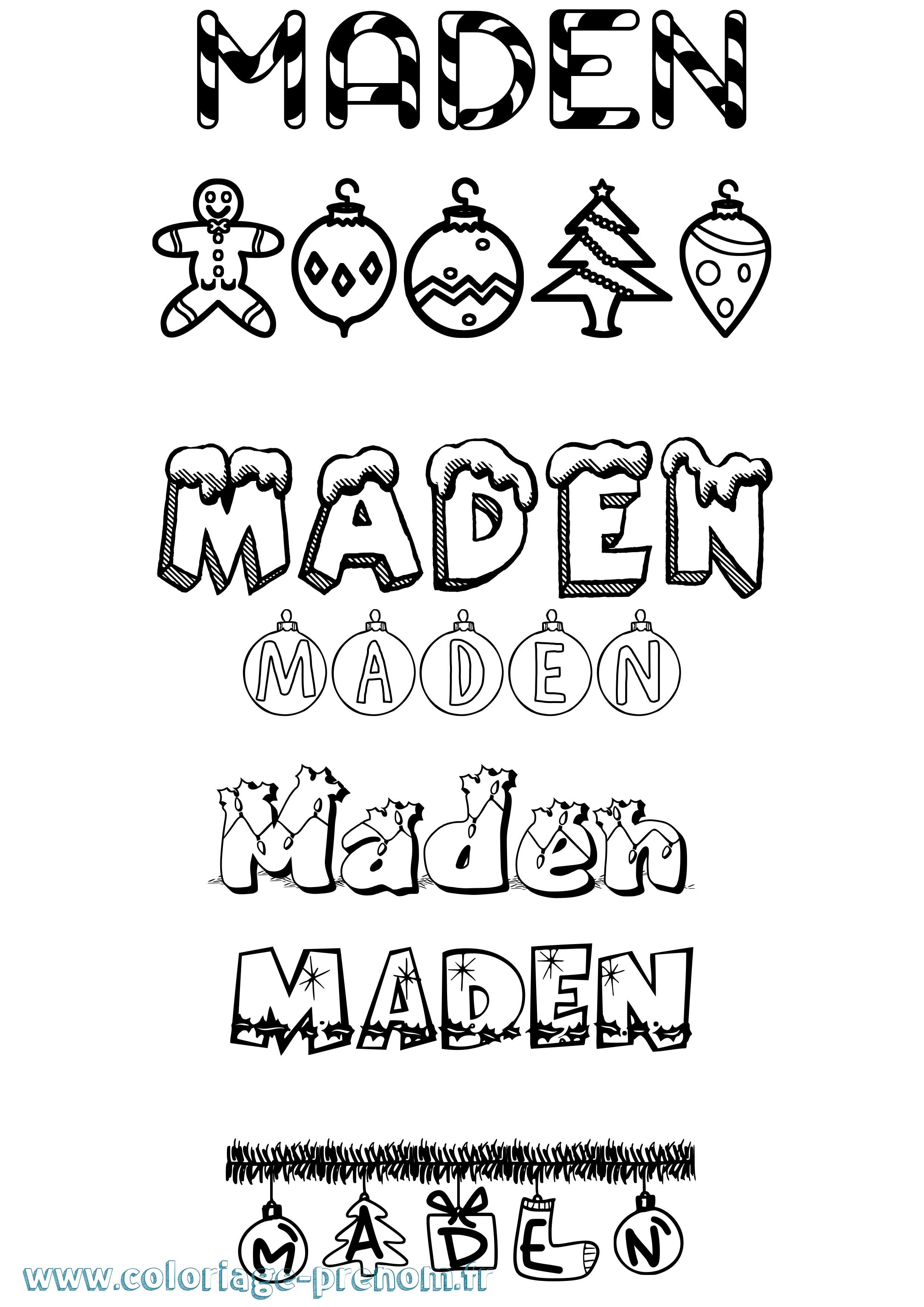 Coloriage Maden Noël Coloriage prénom Maden Noël
