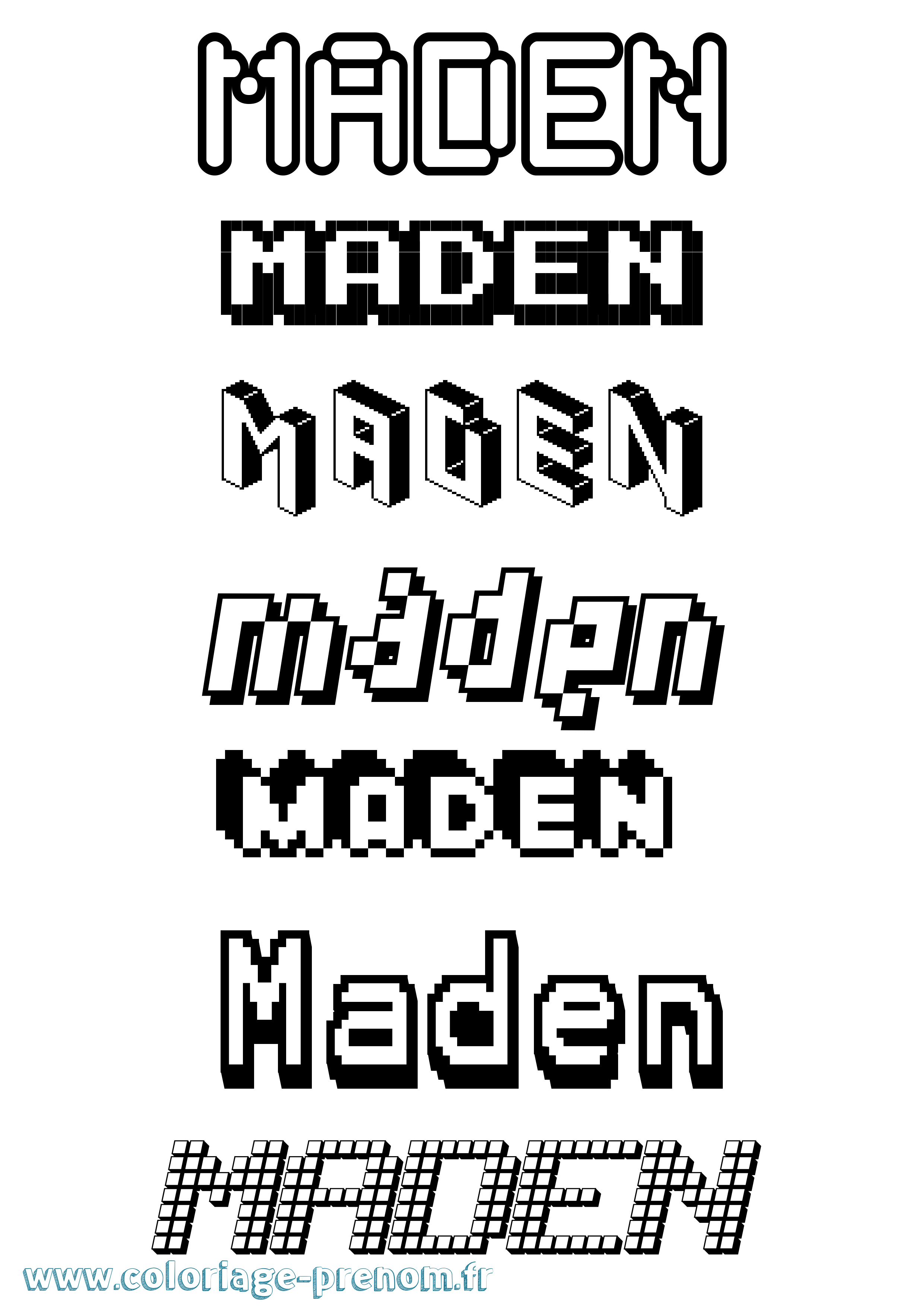 Coloriage Maden Pixel Coloriage prénom Maden Pixel