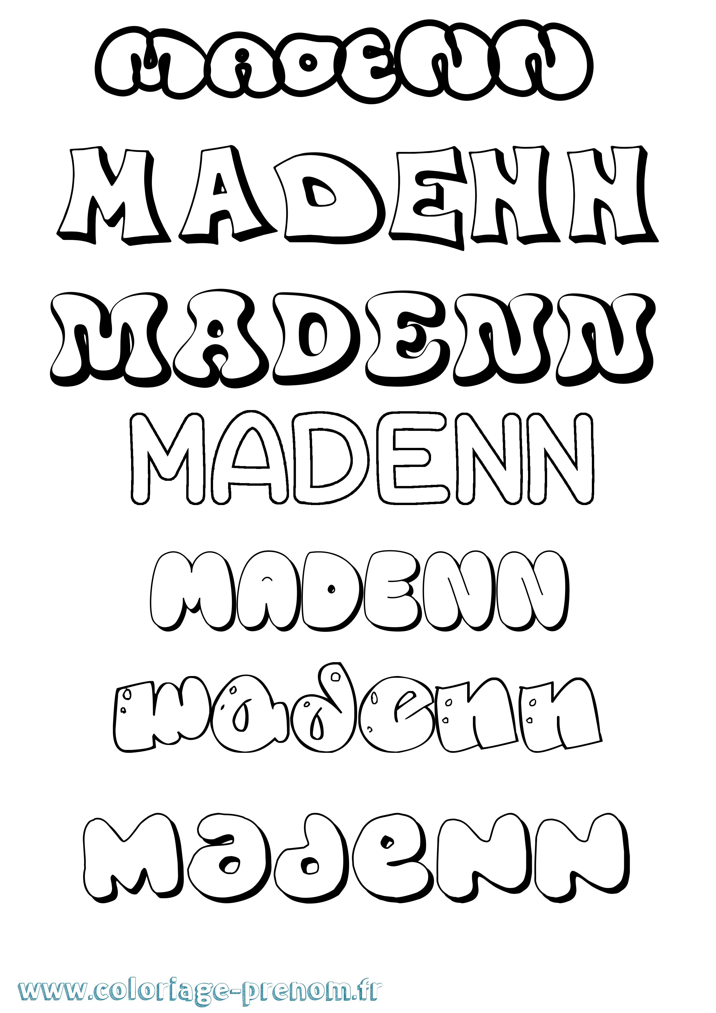 Coloriage Madenn Bubble Coloriage prénom Madenn Bubble