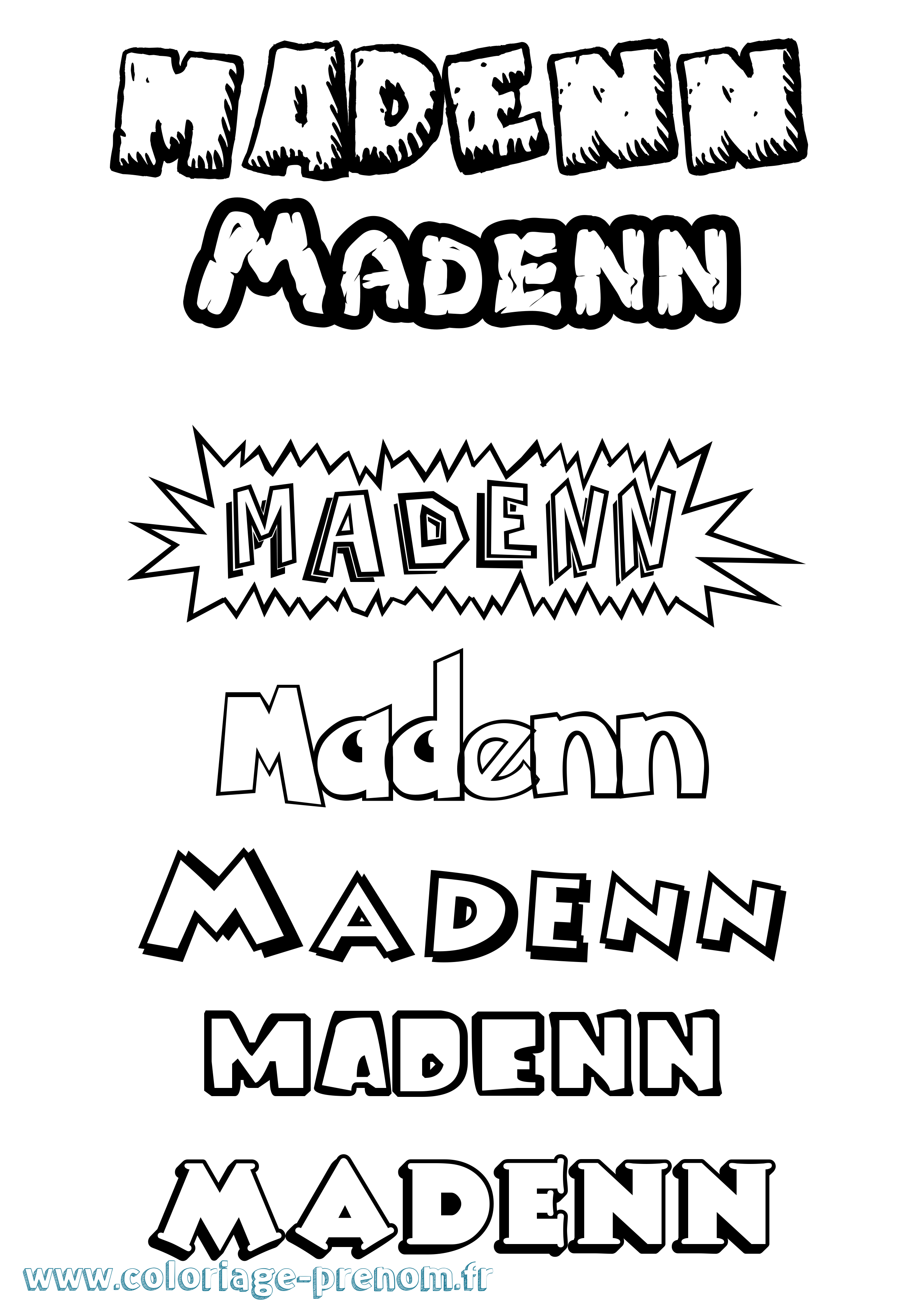Coloriage Madenn Dessin Animé Coloriage prénom Madenn Dessin Animé