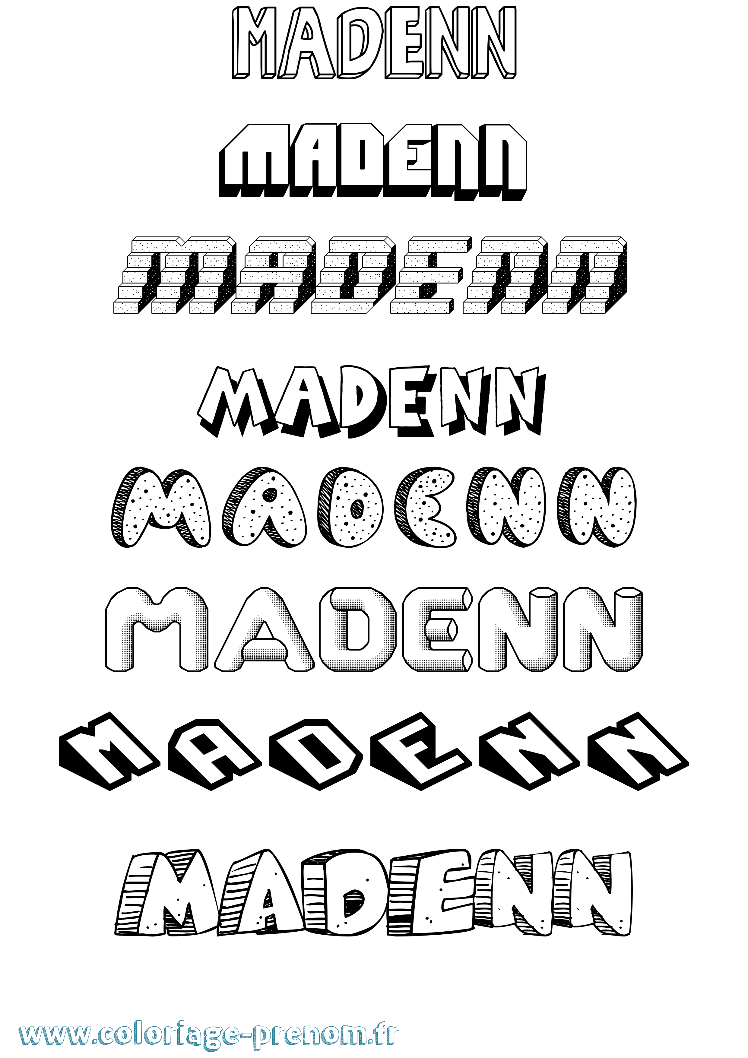 Coloriage Madenn Effet 3D Coloriage prénom Madenn Effet 3D