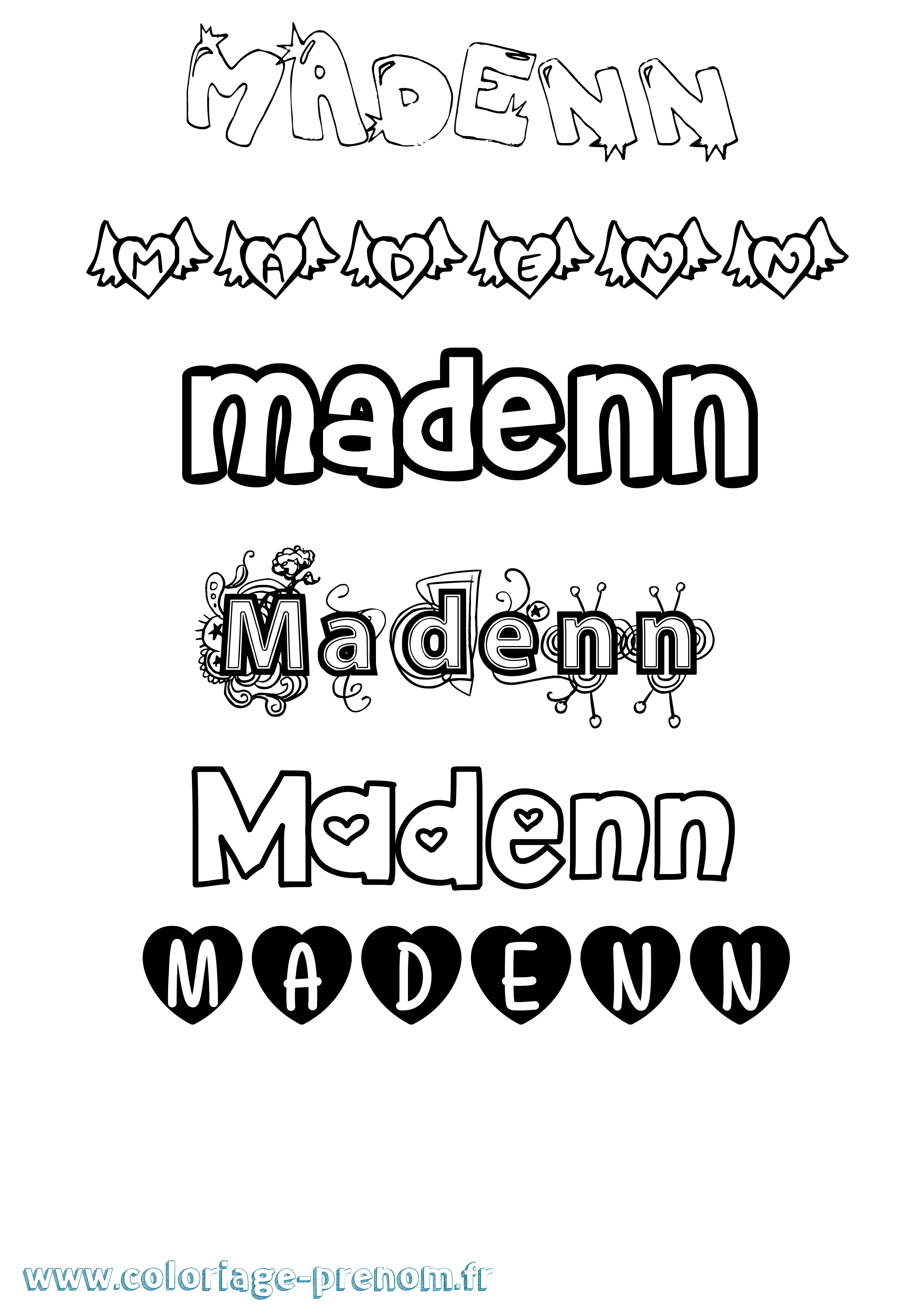 Coloriage Madenn Girly Coloriage prénom Madenn Girly