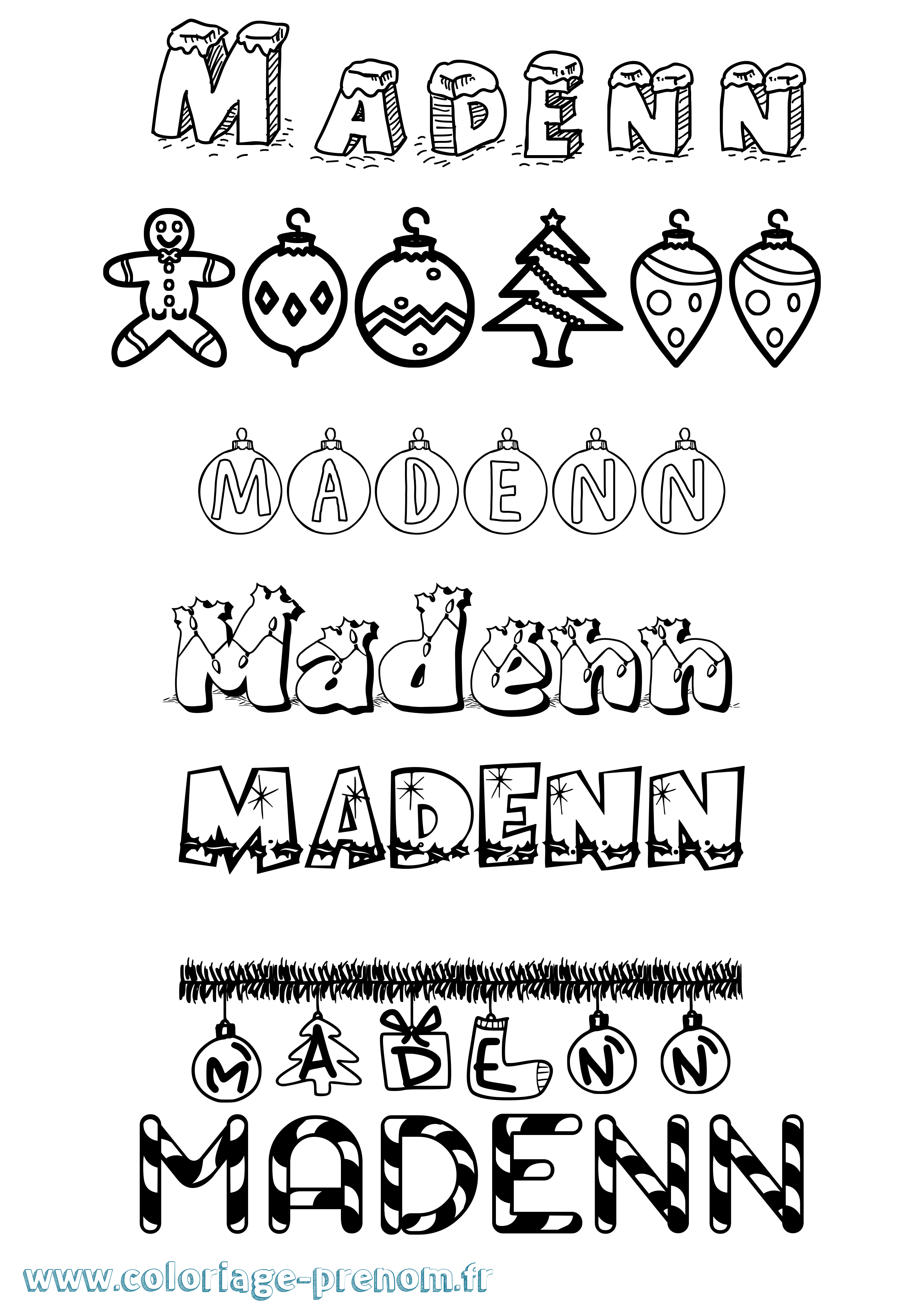 Coloriage Madenn Noël Coloriage prénom Madenn Noël