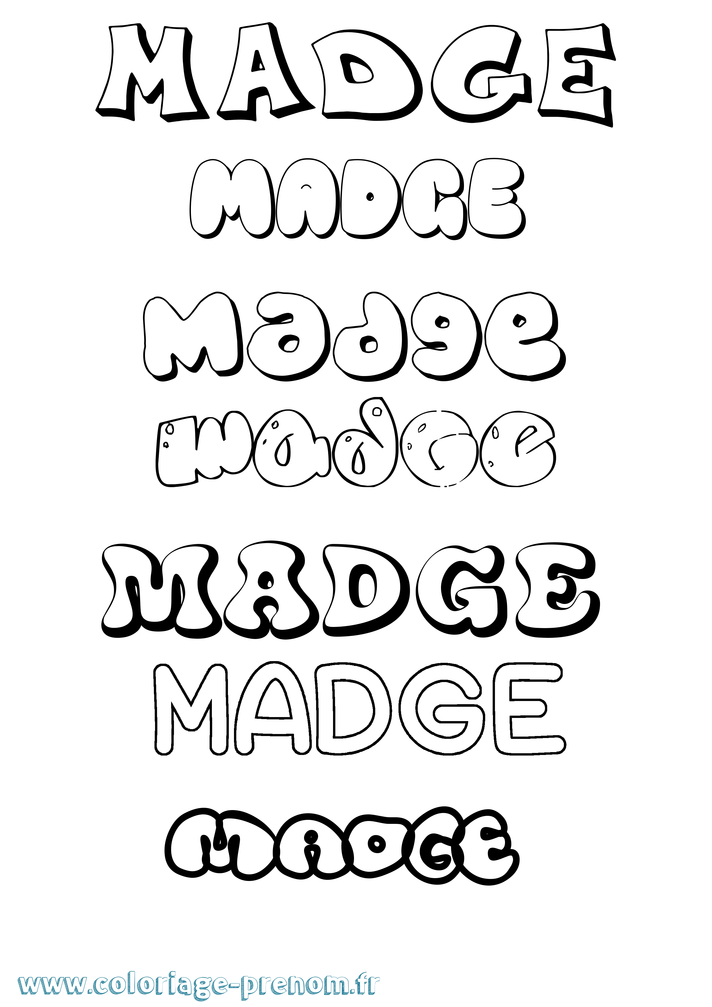 Coloriage Madge Bubble Coloriage prénom Madge Bubble