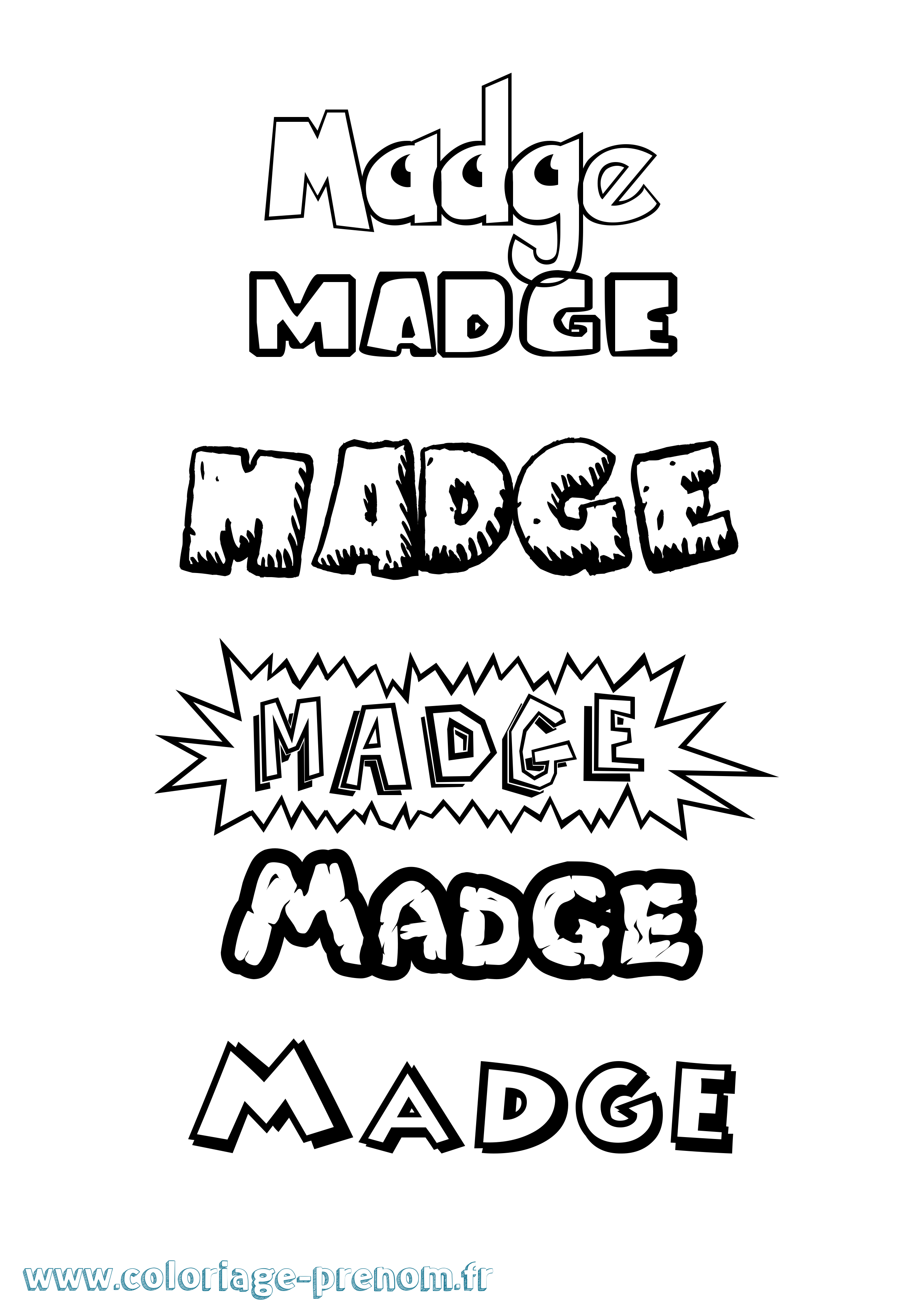 Coloriage Madge Dessin Animé Coloriage prénom Madge Dessin Animé