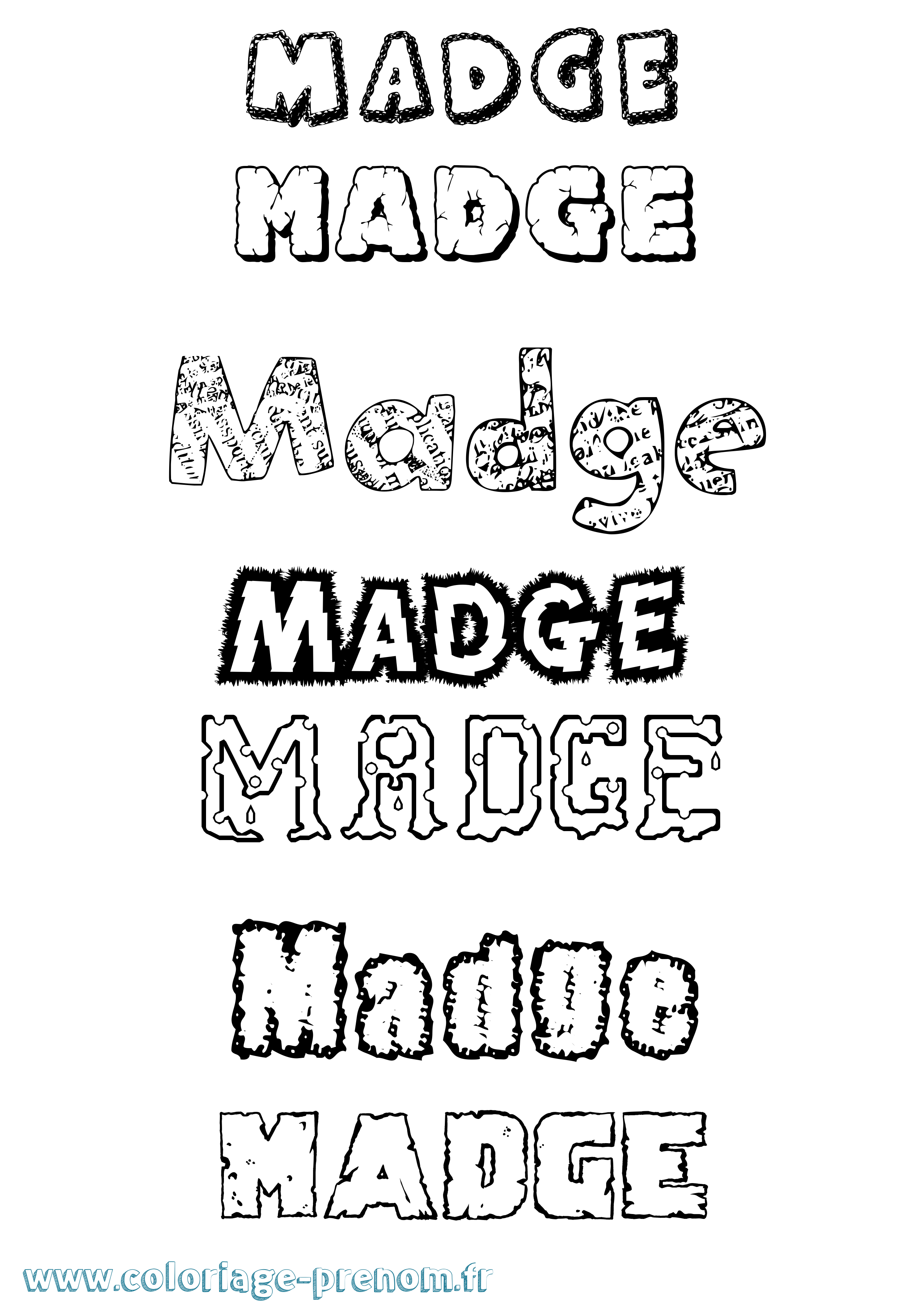 Coloriage Madge Destructuré Coloriage prénom Madge Destructuré