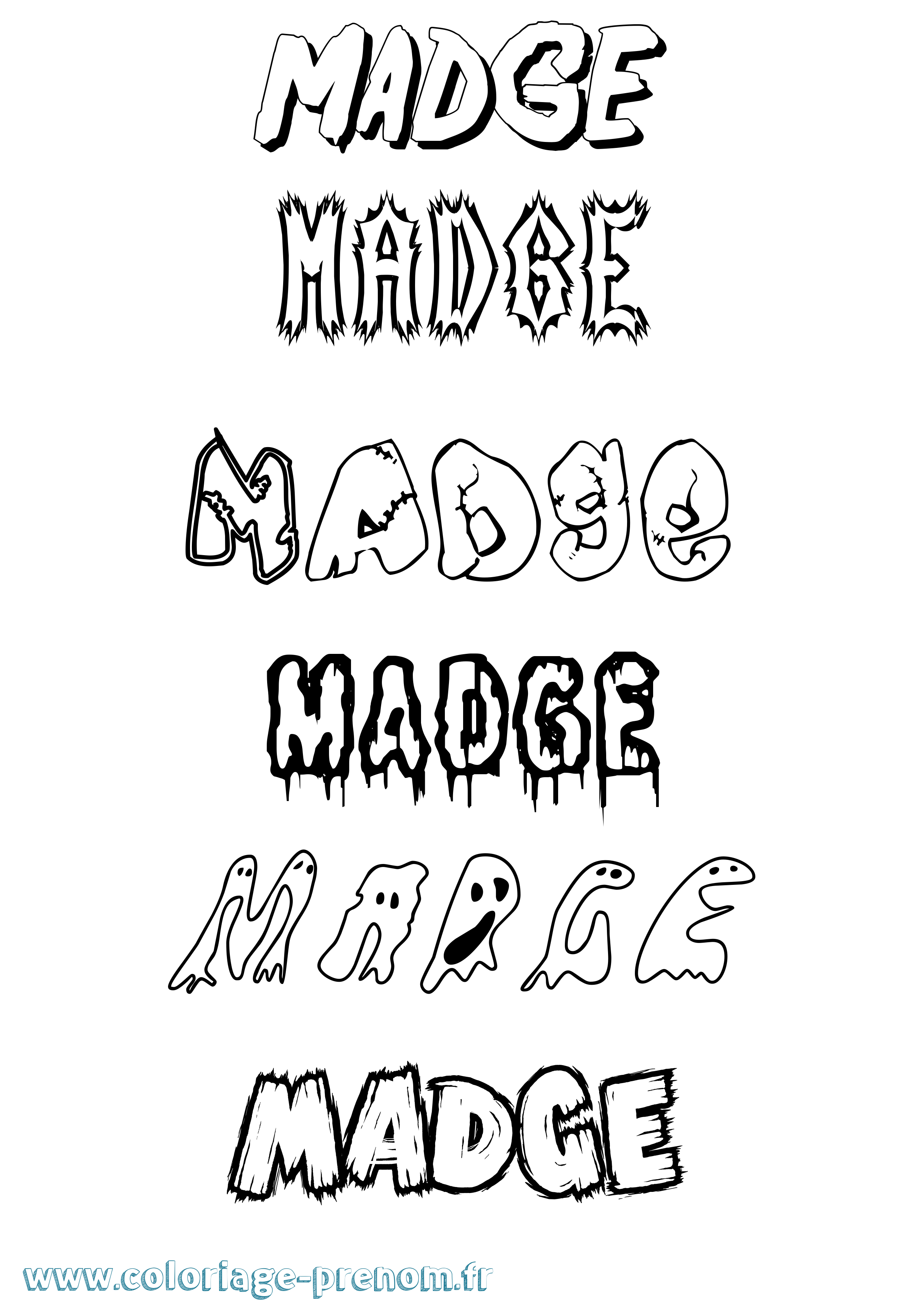 Coloriage Madge Frisson Coloriage prénom Madge Frisson