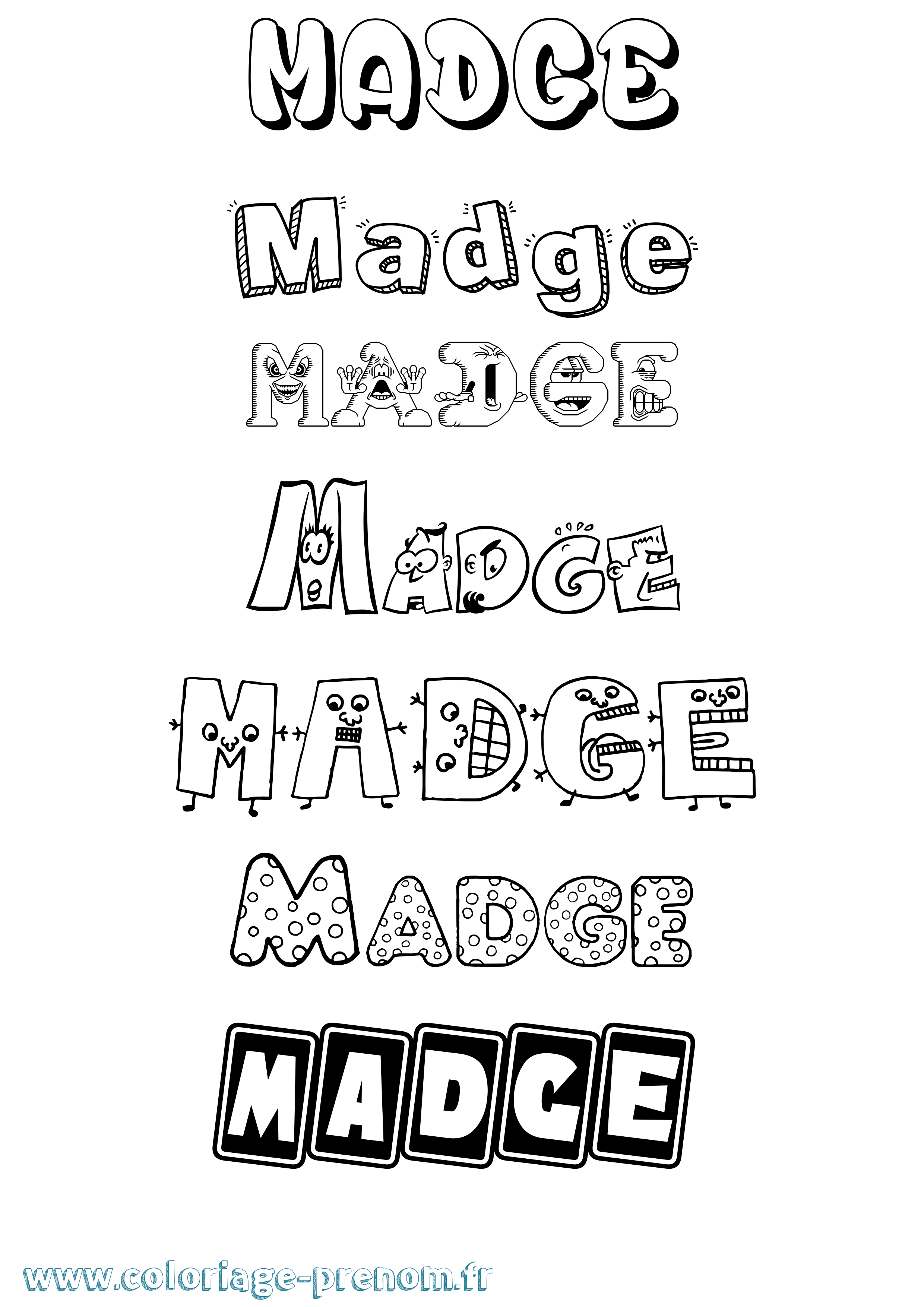 Coloriage Madge Fun Coloriage prénom Madge Fun