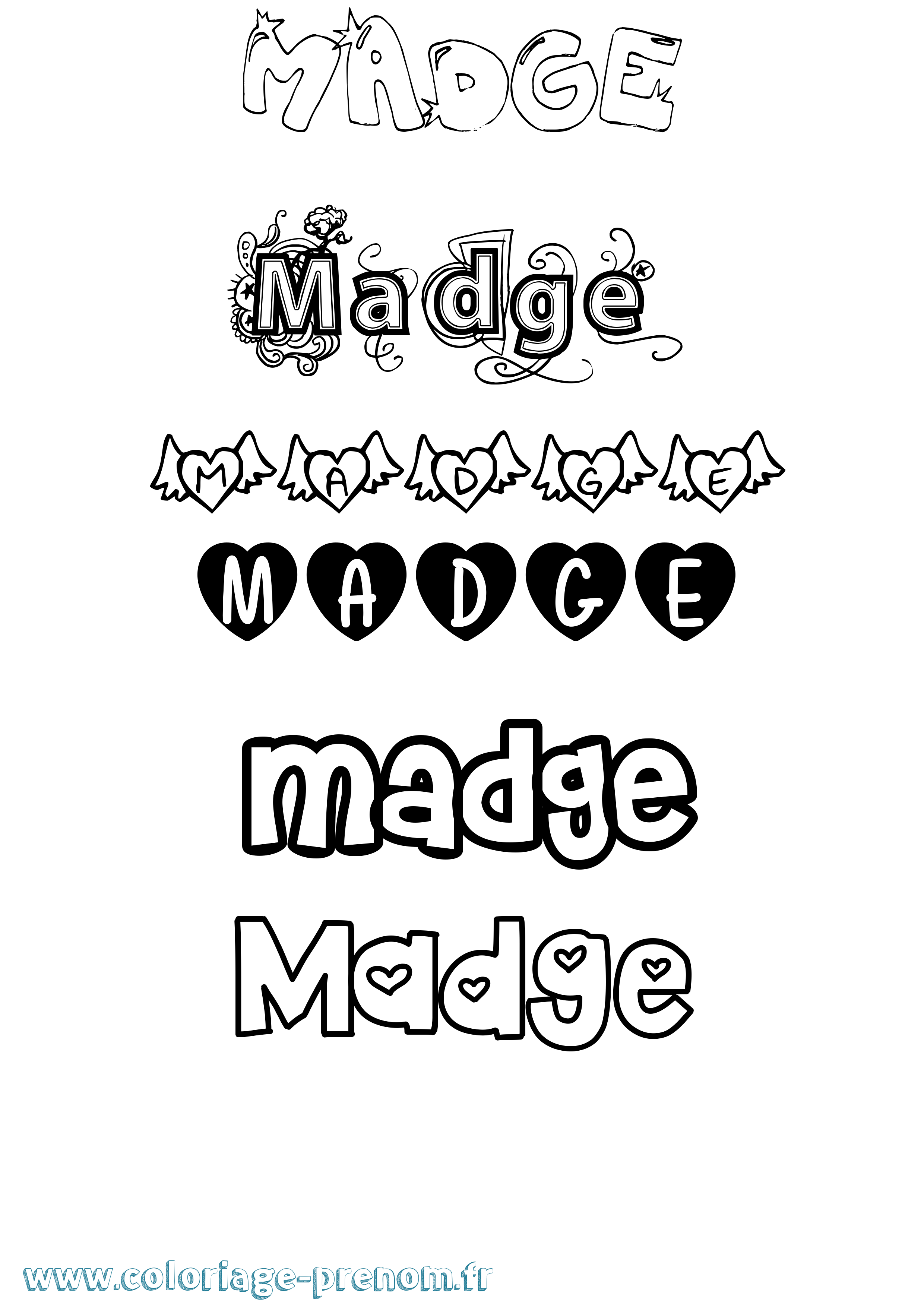 Coloriage Madge Girly Coloriage prénom Madge Girly