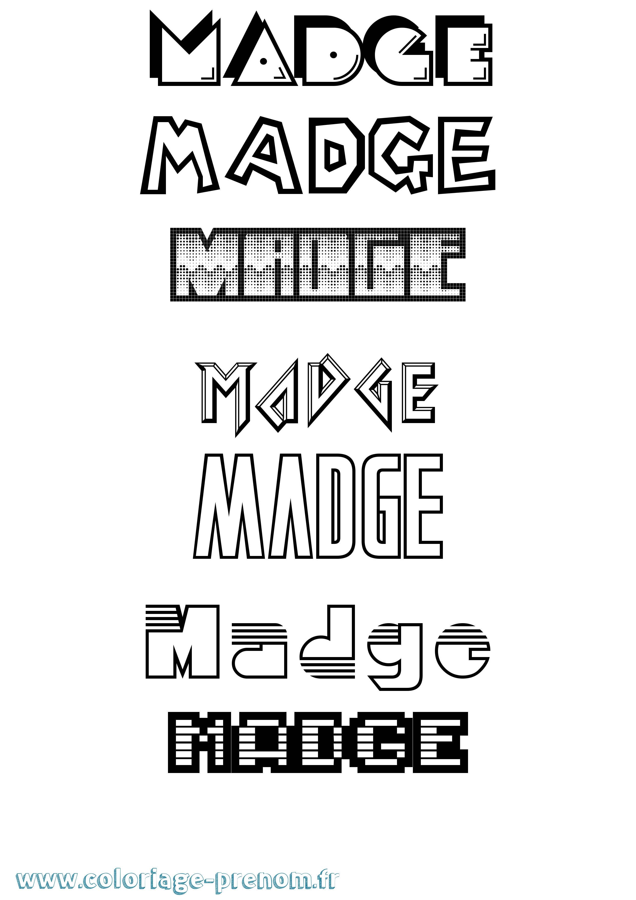 Coloriage Madge Jeux Vidéos Coloriage prénom Madge Jeux Vidéos