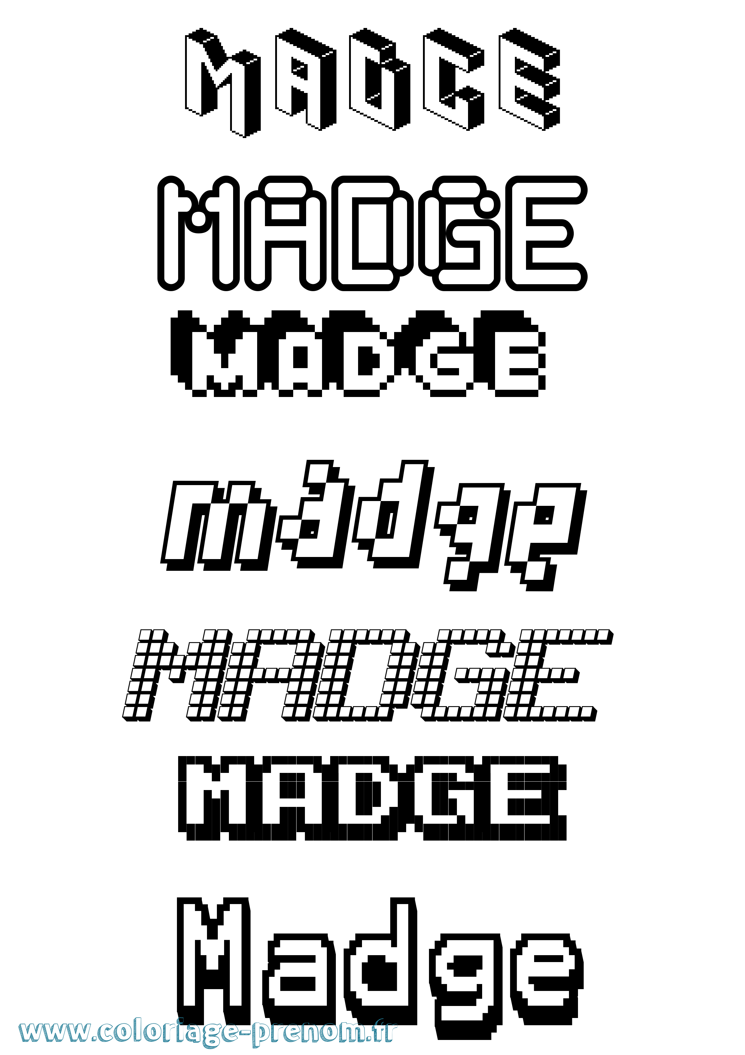 Coloriage Madge Pixel Coloriage prénom Madge Pixel