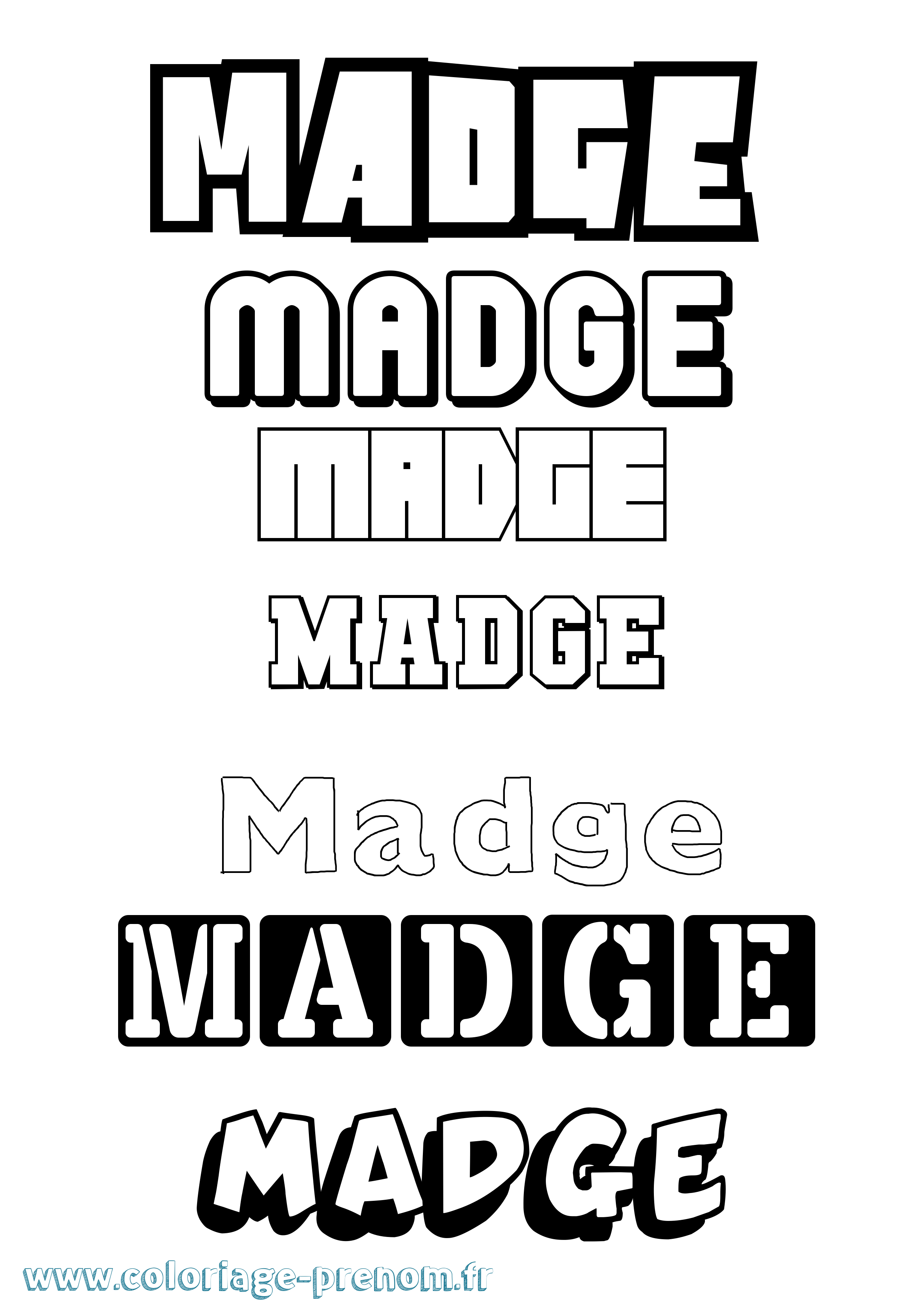 Coloriage Madge Simple Coloriage prénom Madge Simple
