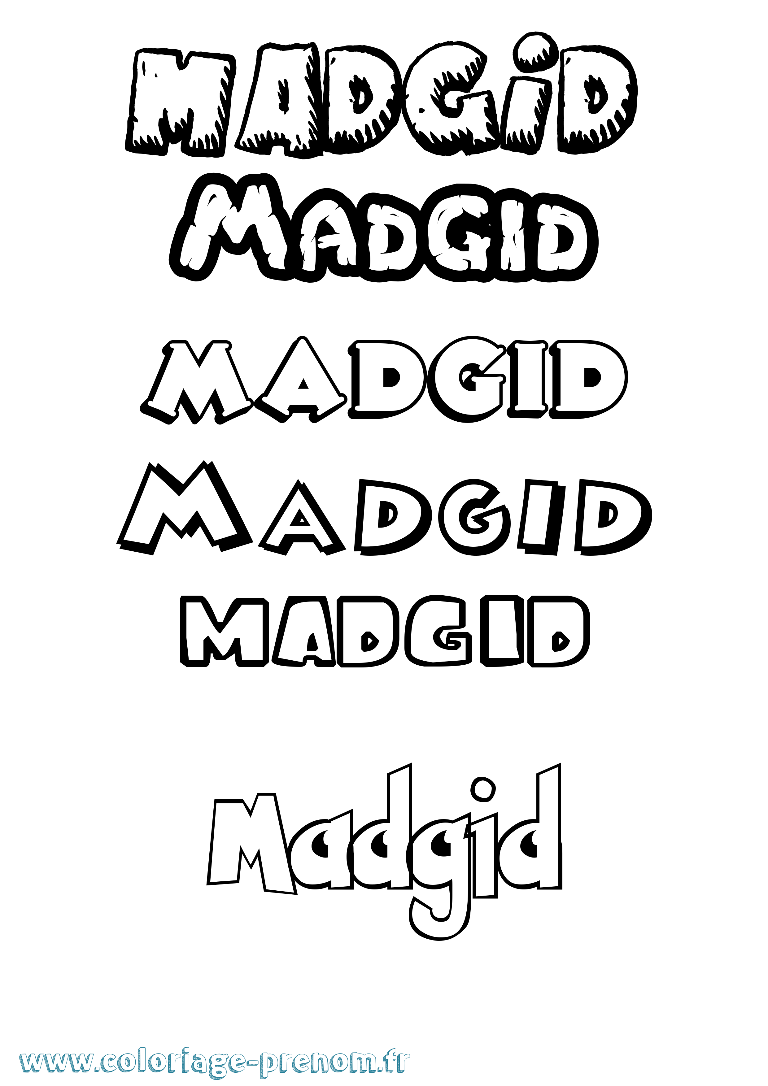 Coloriage prénom Madgid Dessin Animé