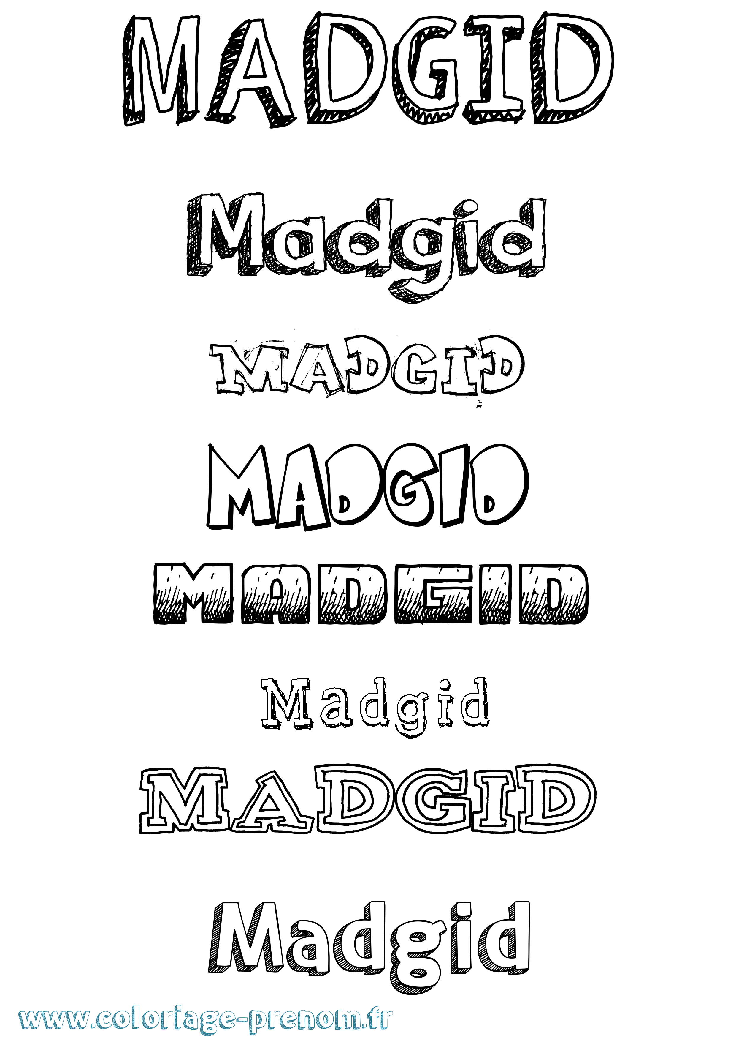 Coloriage prénom Madgid Dessiné