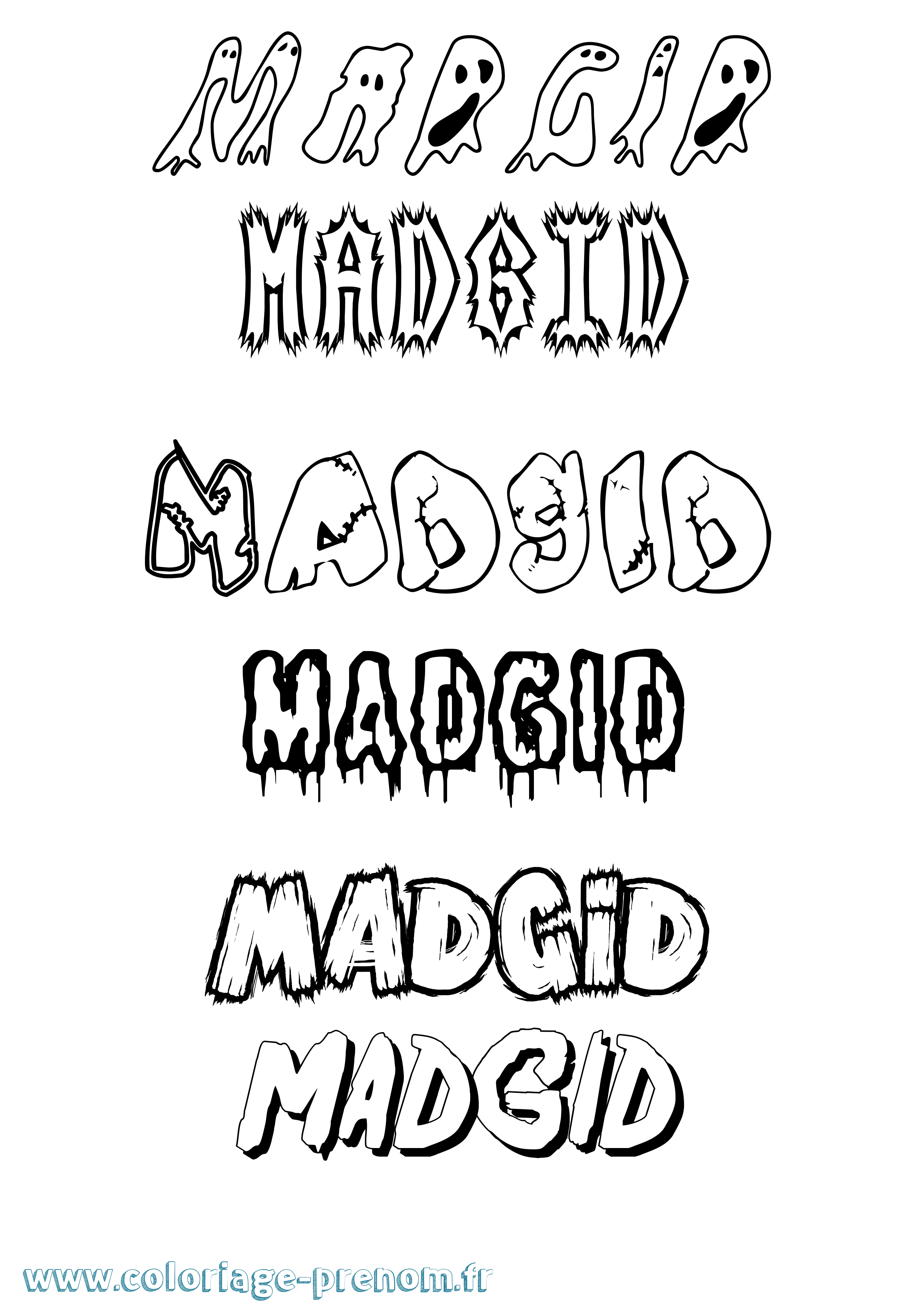 Coloriage prénom Madgid Frisson