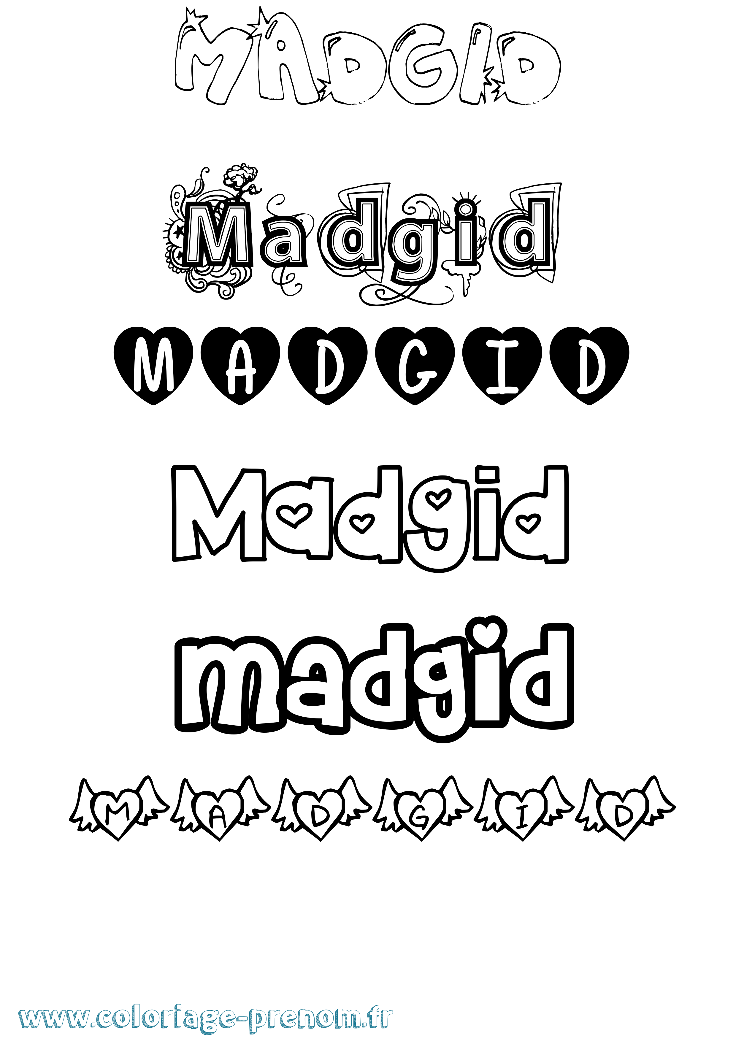 Coloriage prénom Madgid Girly
