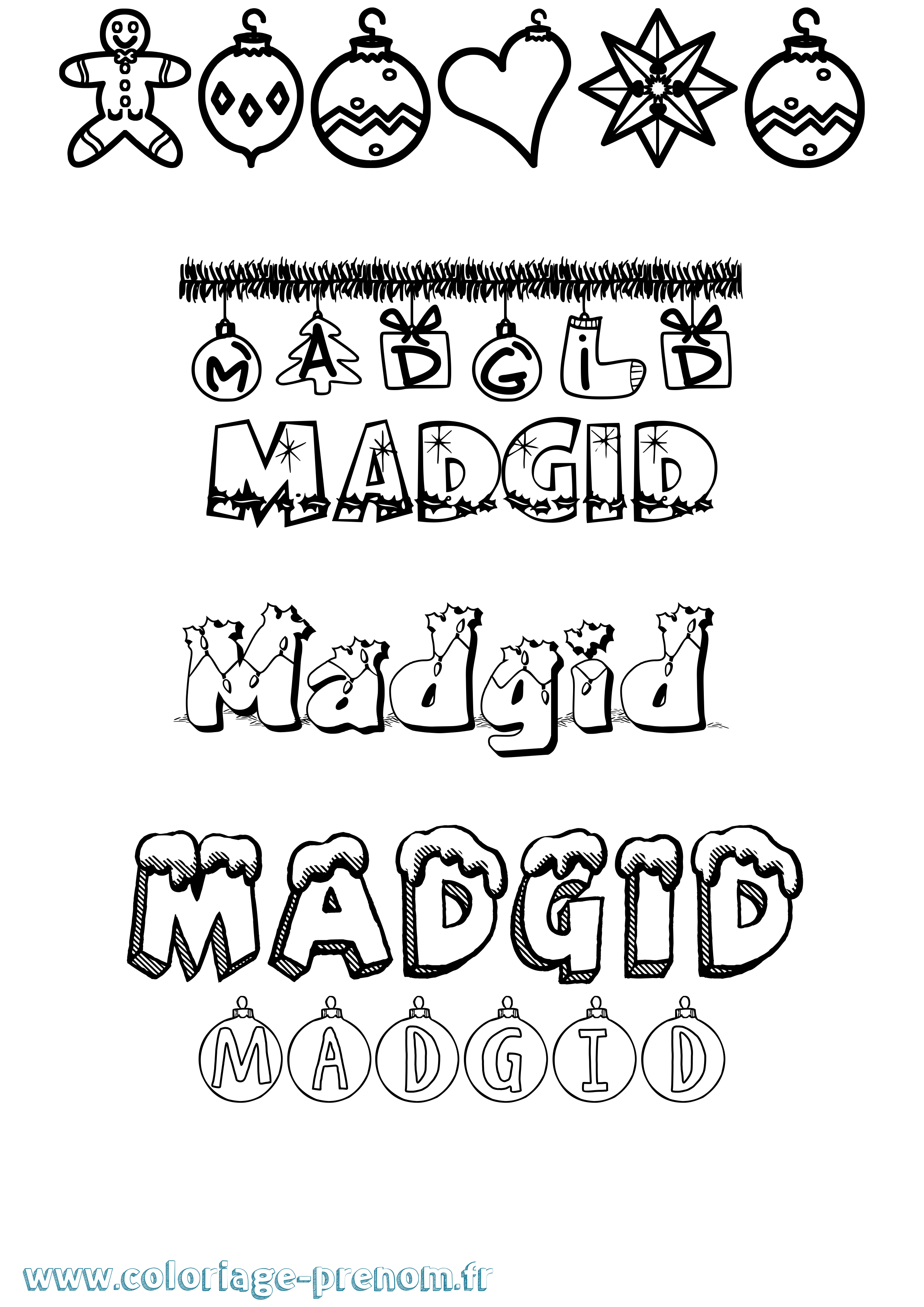 Coloriage prénom Madgid Noël