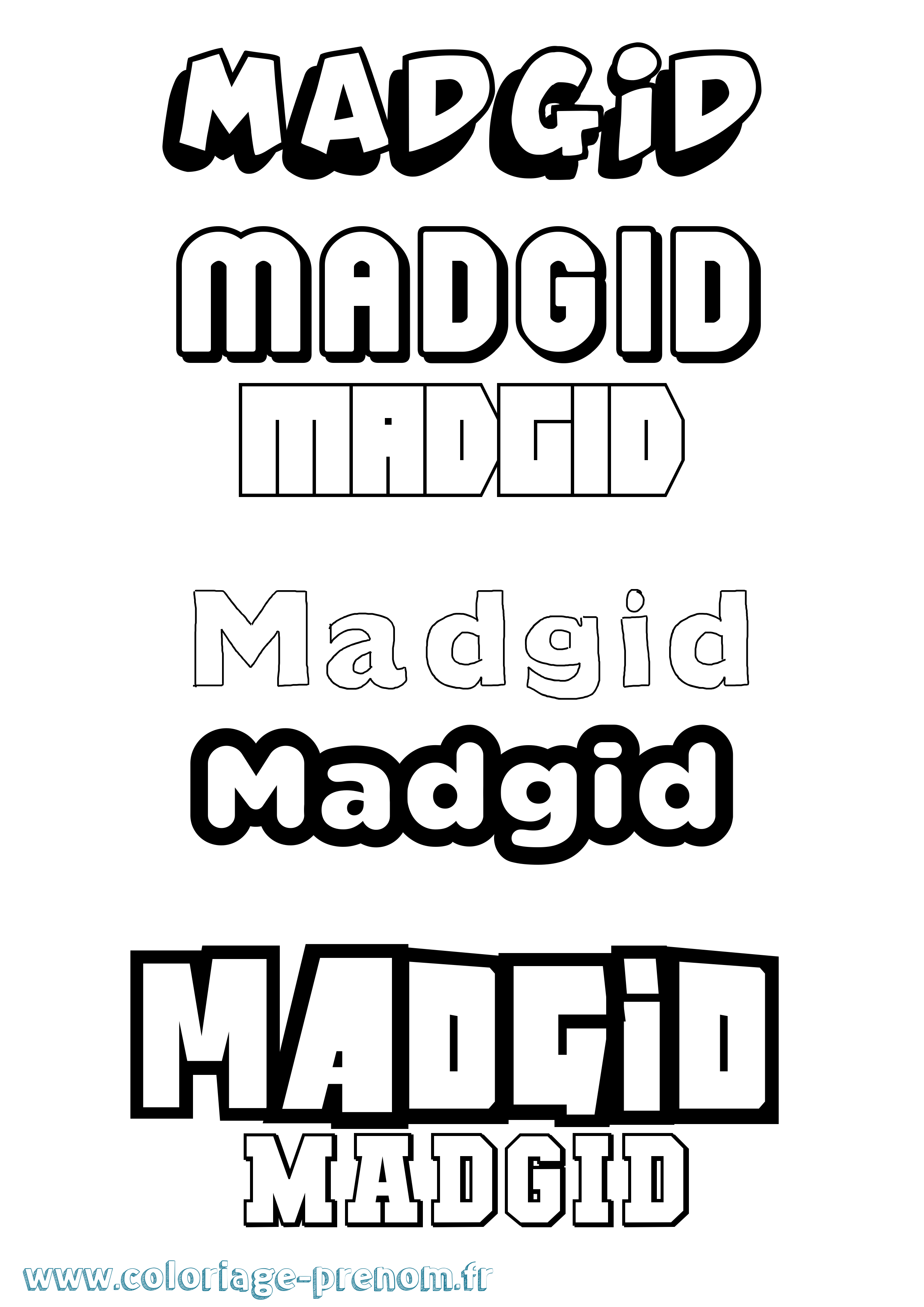 Coloriage prénom Madgid Simple