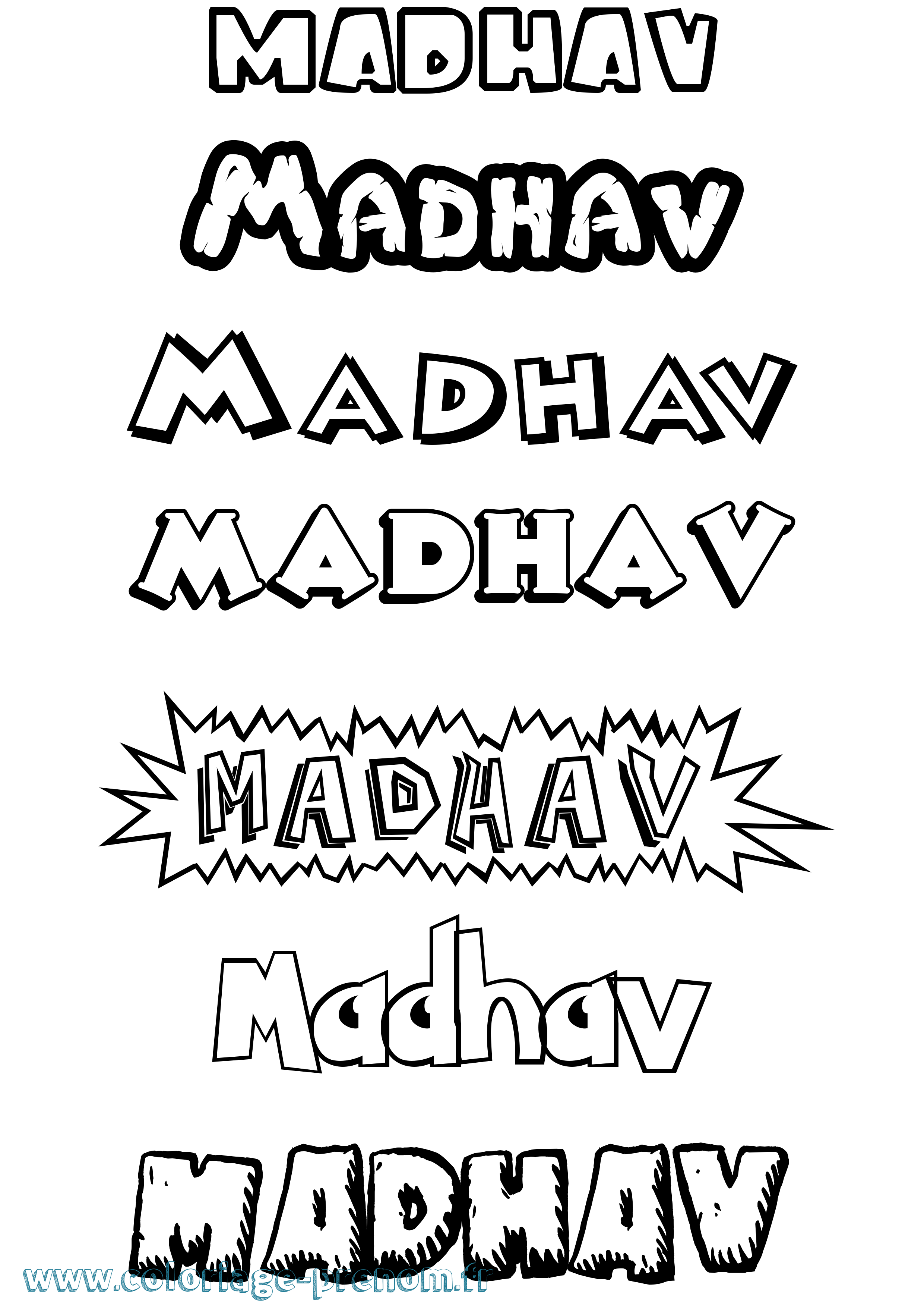 Coloriage prénom Madhav Dessin Animé