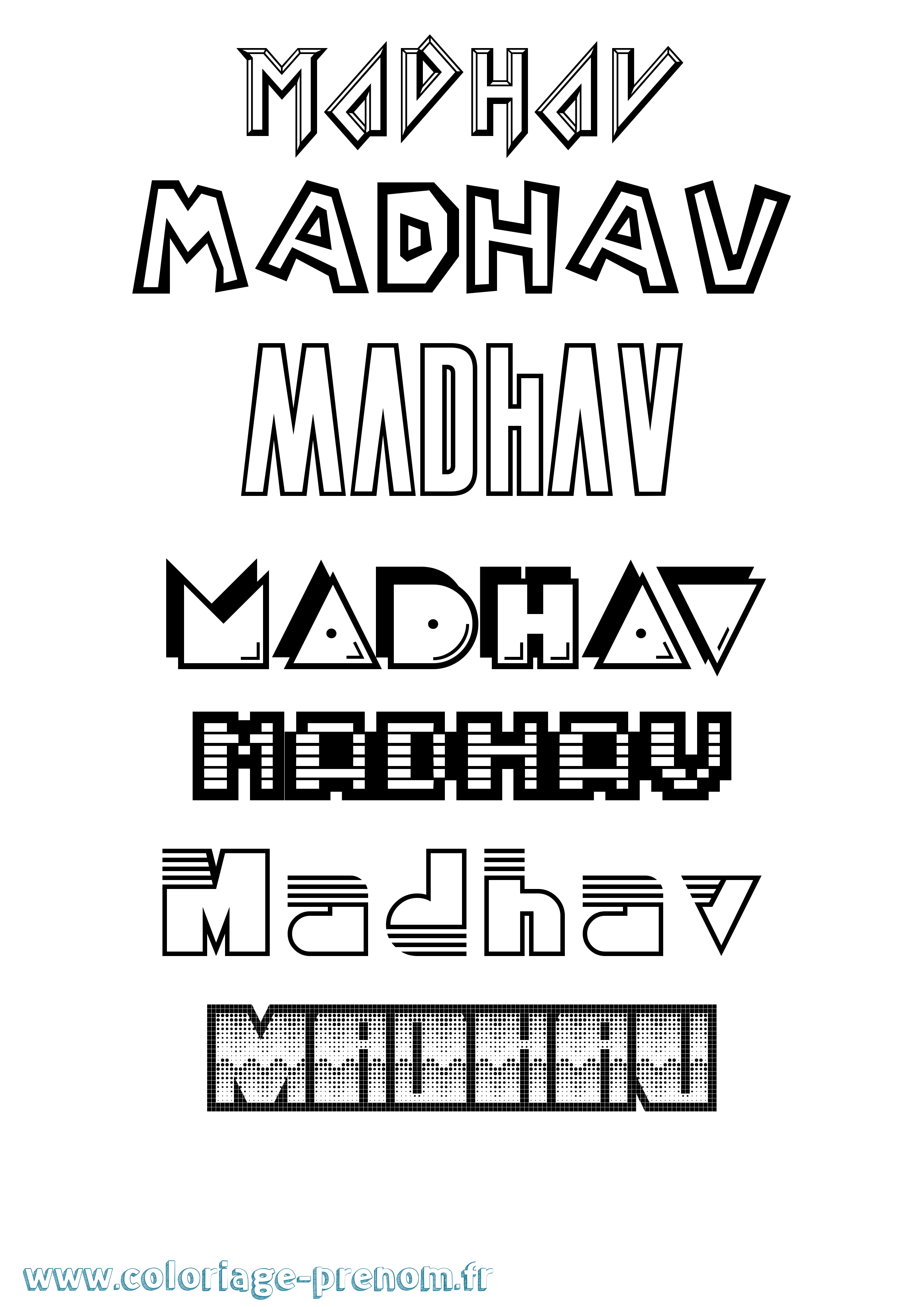 Coloriage Madhav Jeux Vidéos Coloriage prénom Madhav Jeux Vidéos
