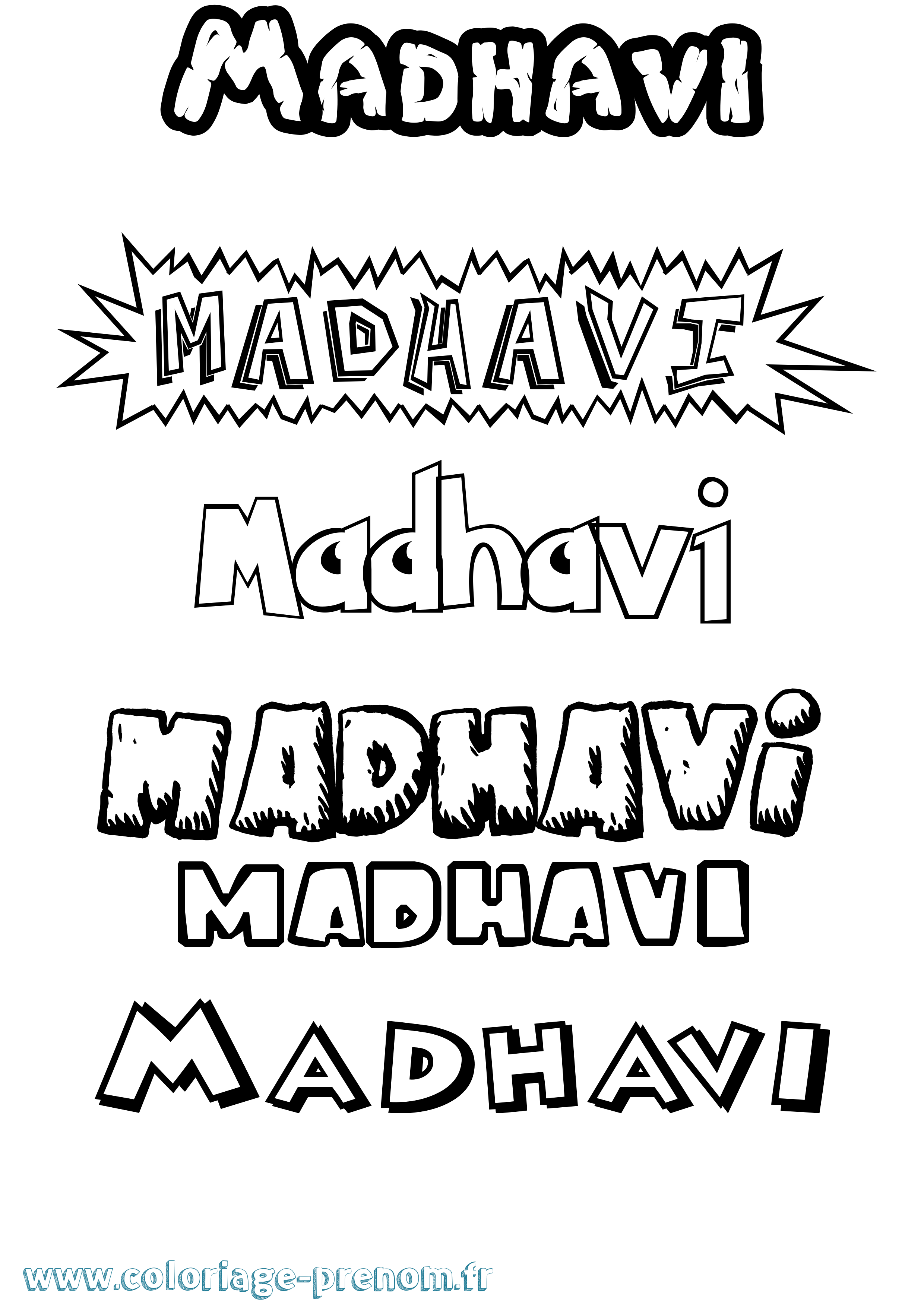 Coloriage prénom Madhavi Dessin Animé