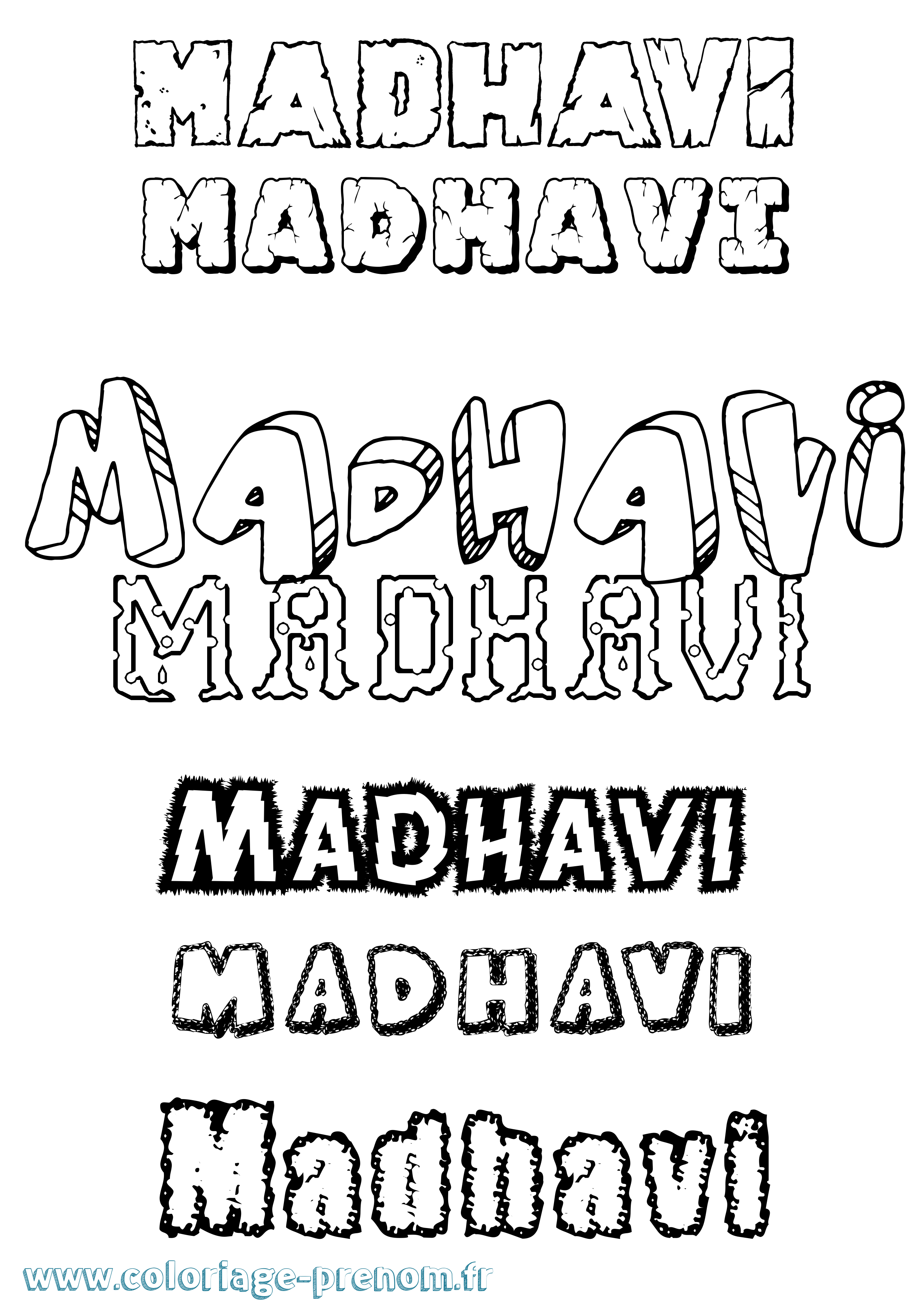 Coloriage prénom Madhavi Destructuré