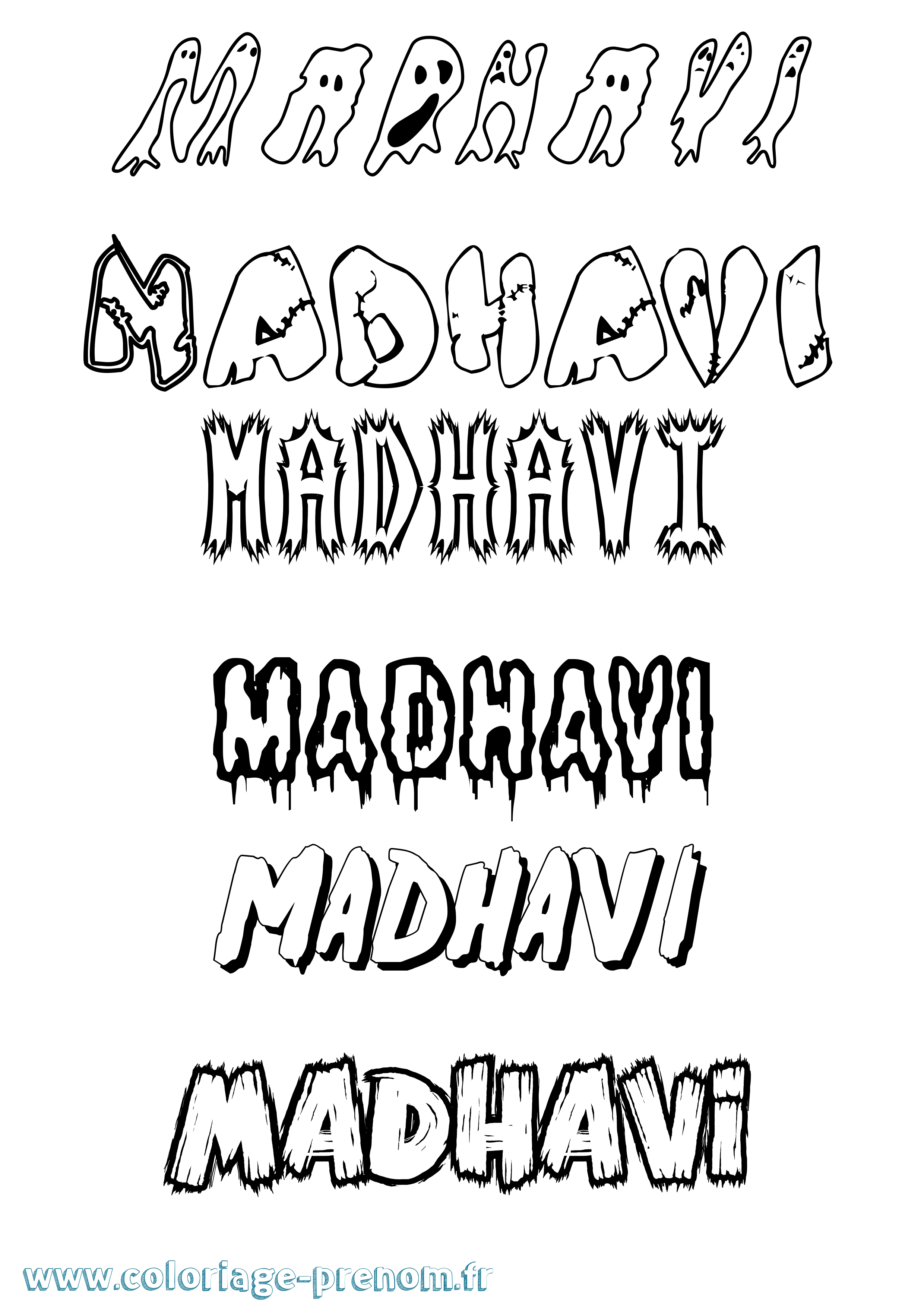 Coloriage prénom Madhavi Frisson